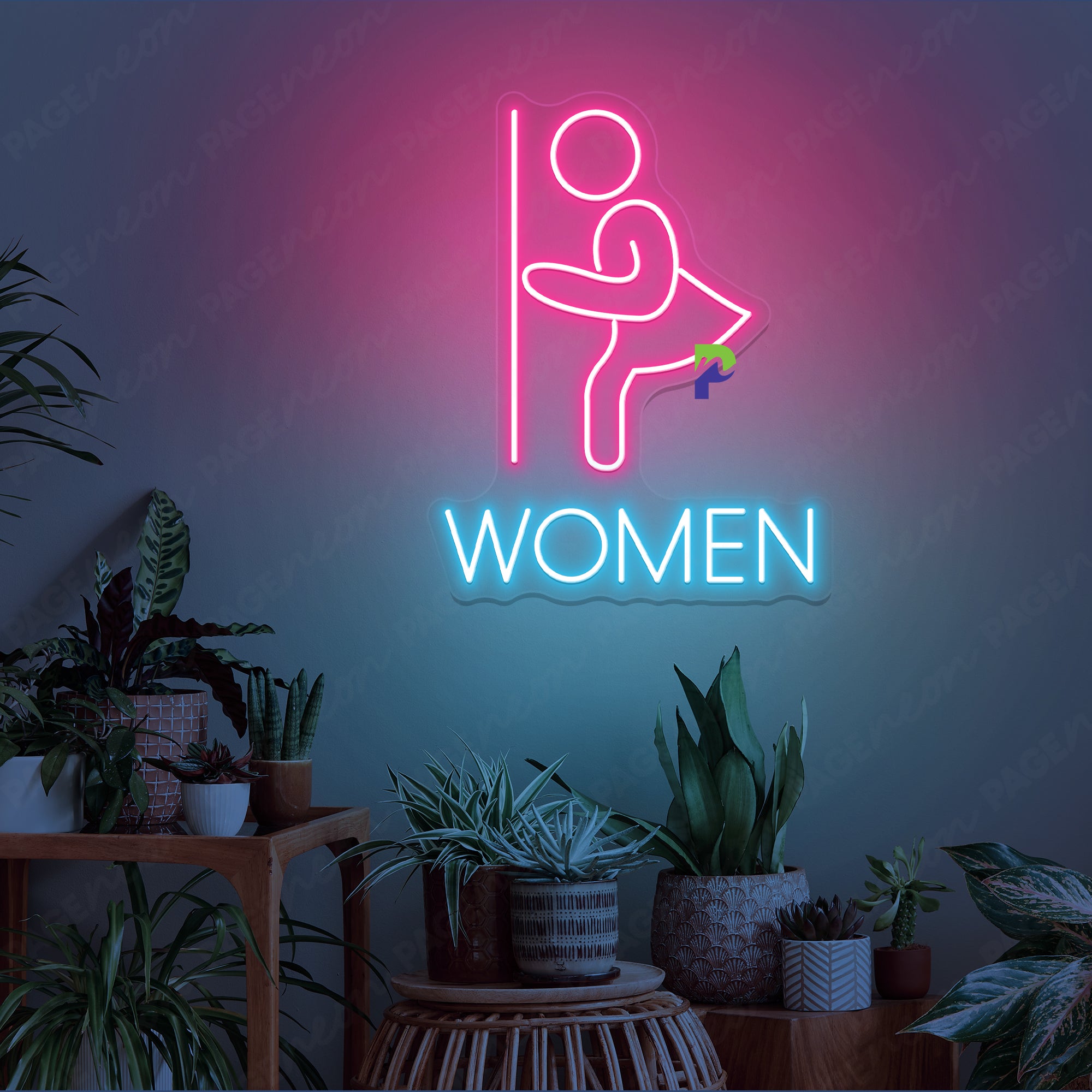 Women Bathroom Neon Sign Instruction Led Light