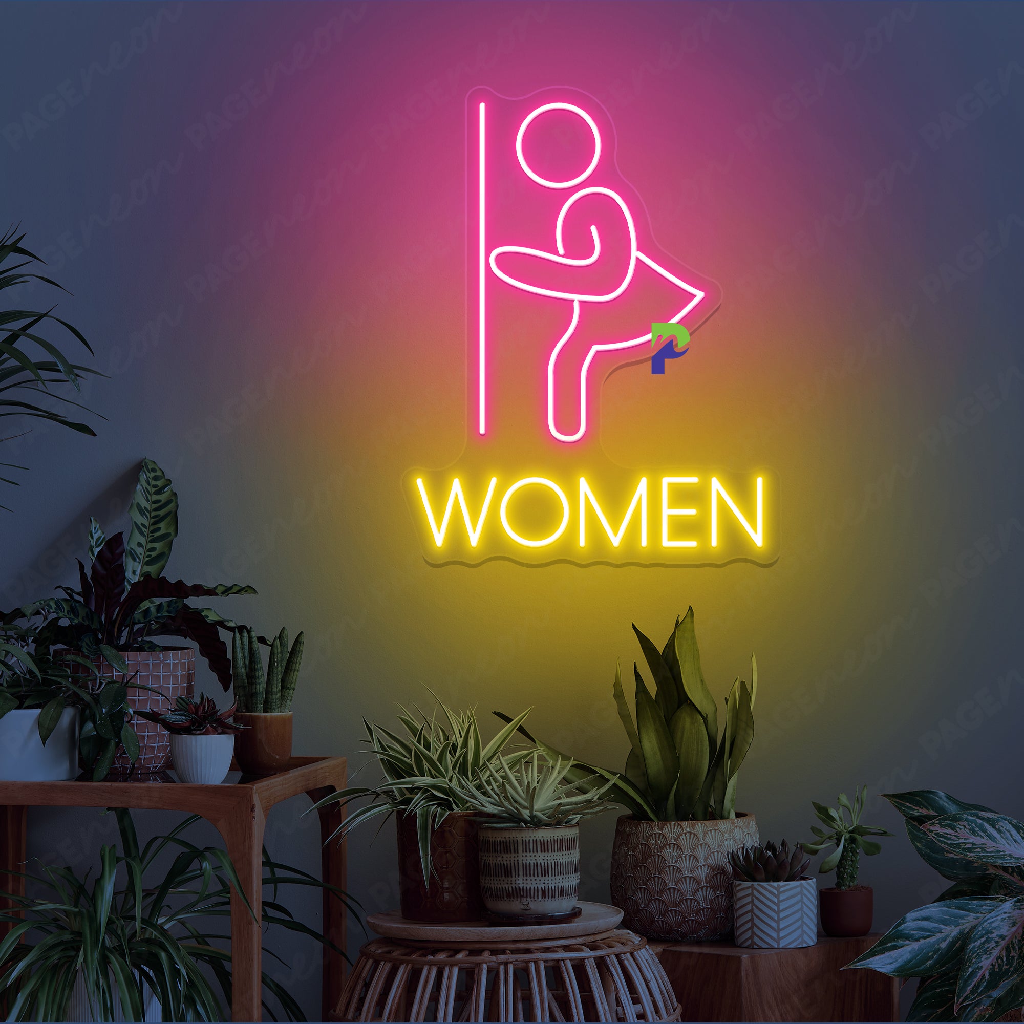 Women Bathroom Neon Sign Instruction Led Light