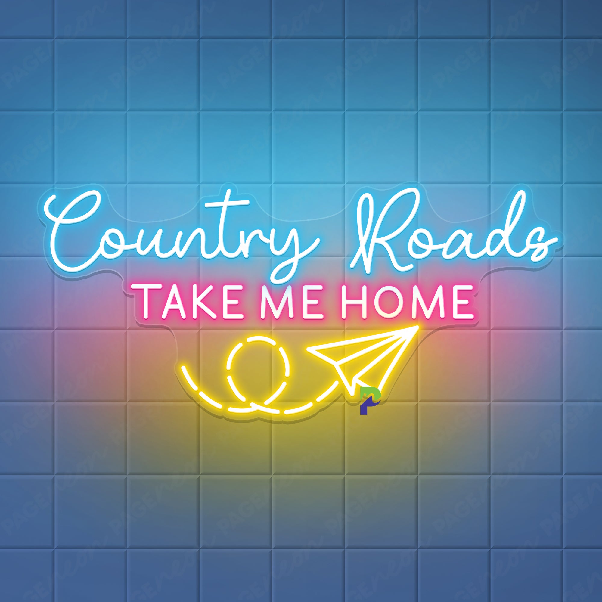 Country Roads Take Me Home Neon Sign Vintage Light