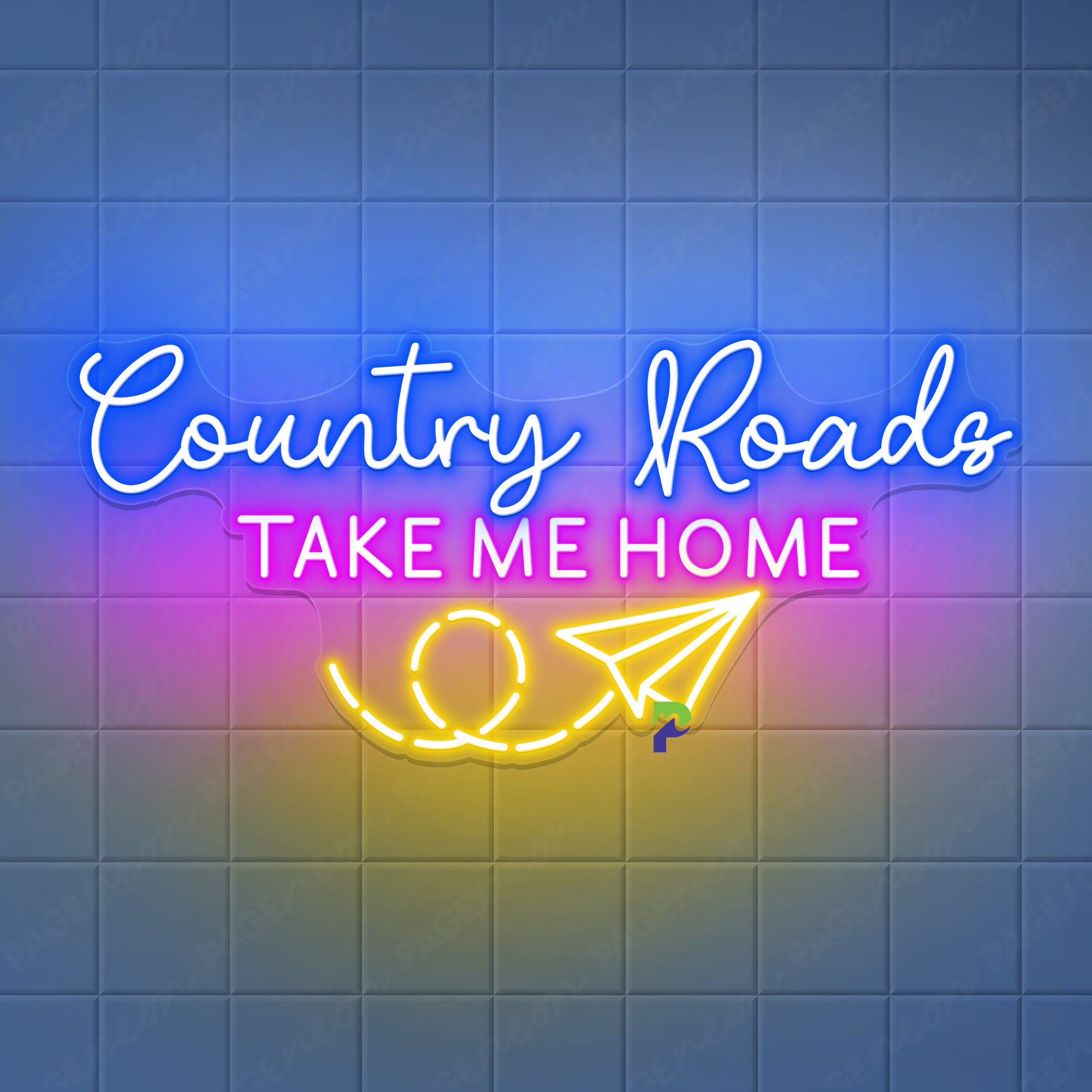 Country Roads Take Me Home Neon Sign Vintage Light