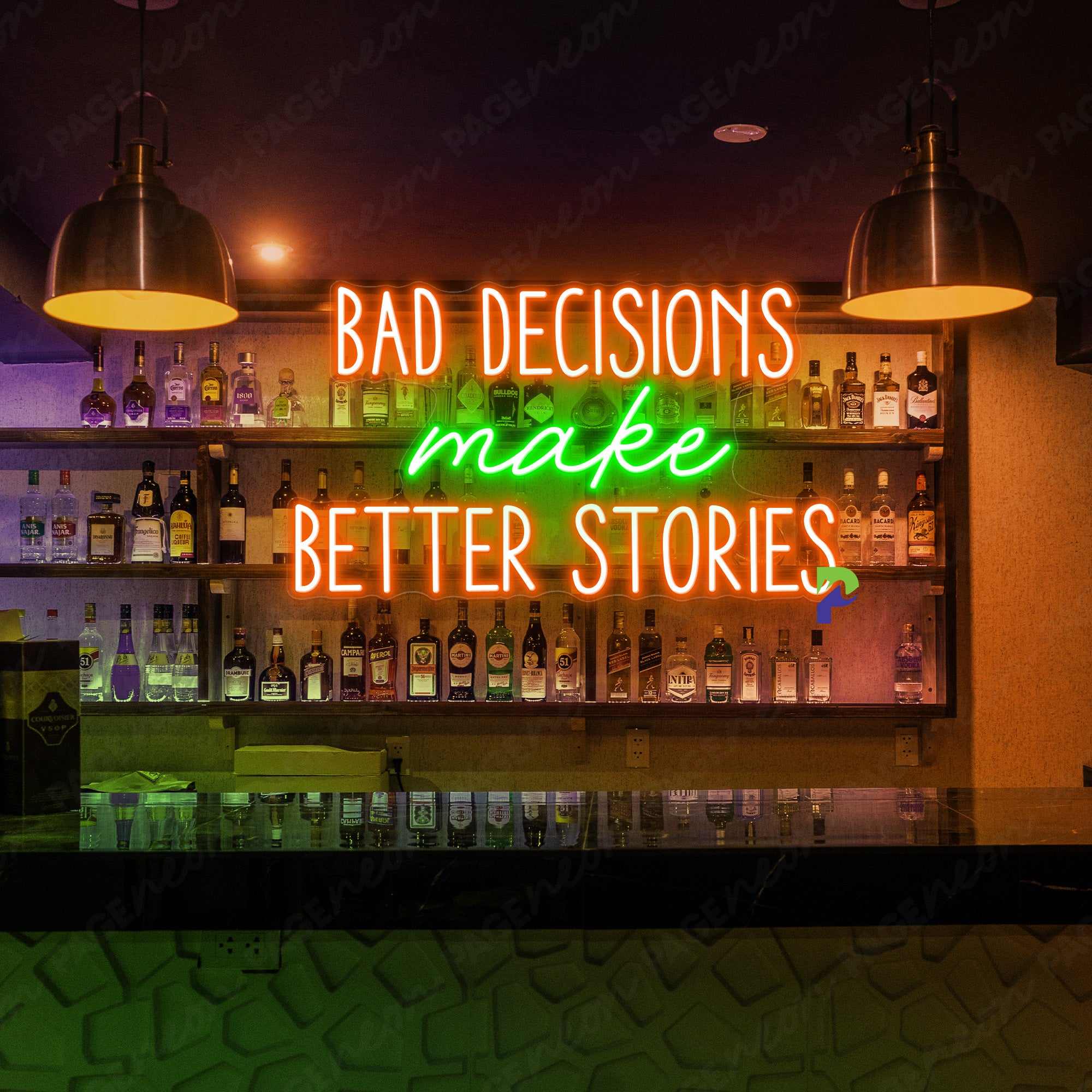 Neon Bad Decisions Make Better Stories Sign Led Light
