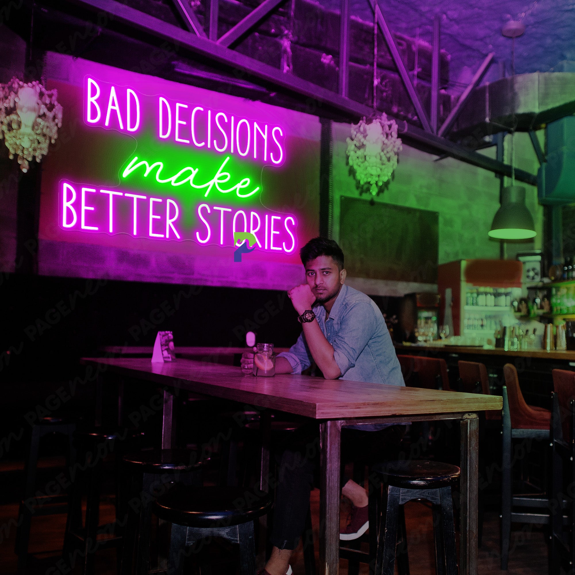 Neon Bad Decisions Make Better Stories Sign Led Light