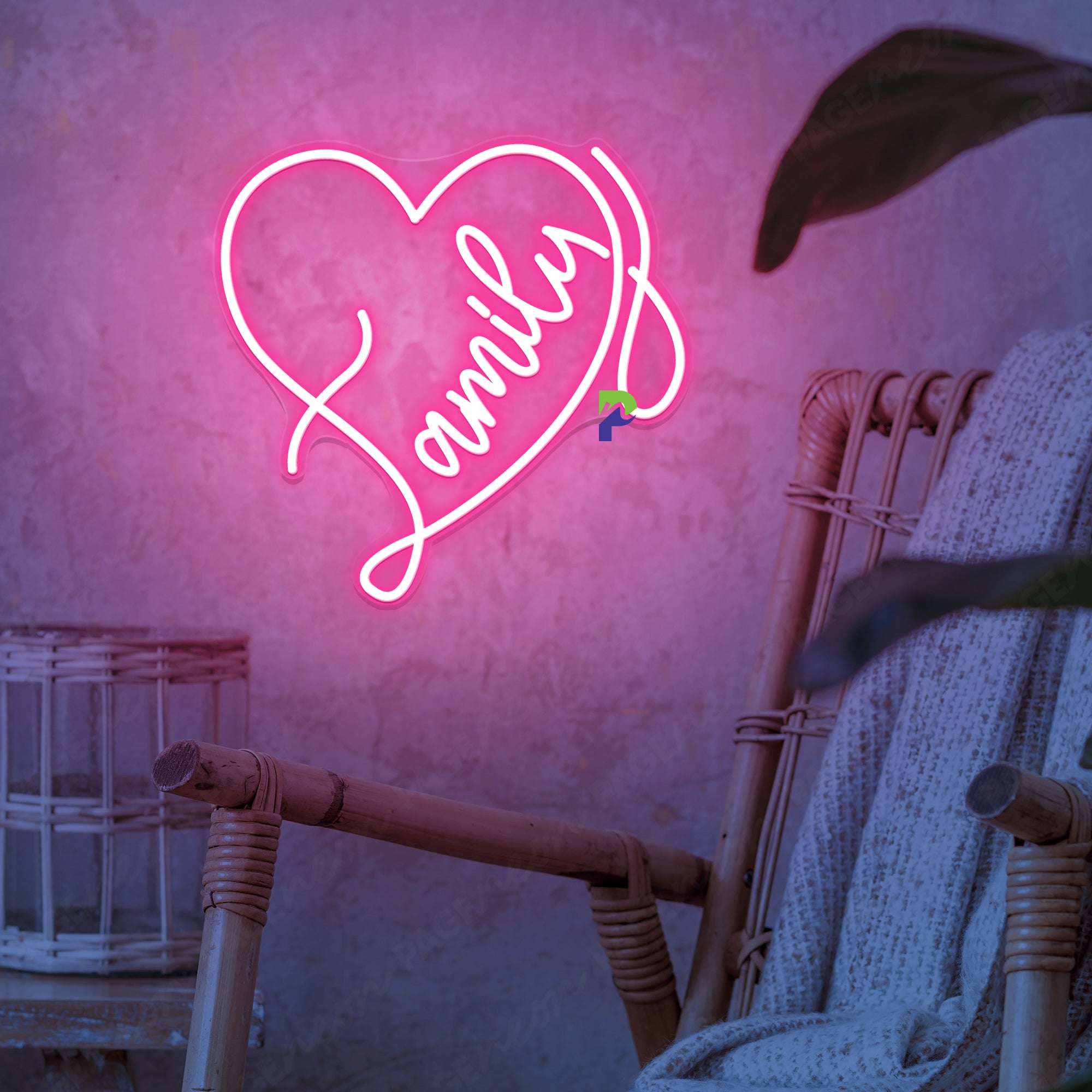 Family Neon Sign Aesthetic Heart Led Light