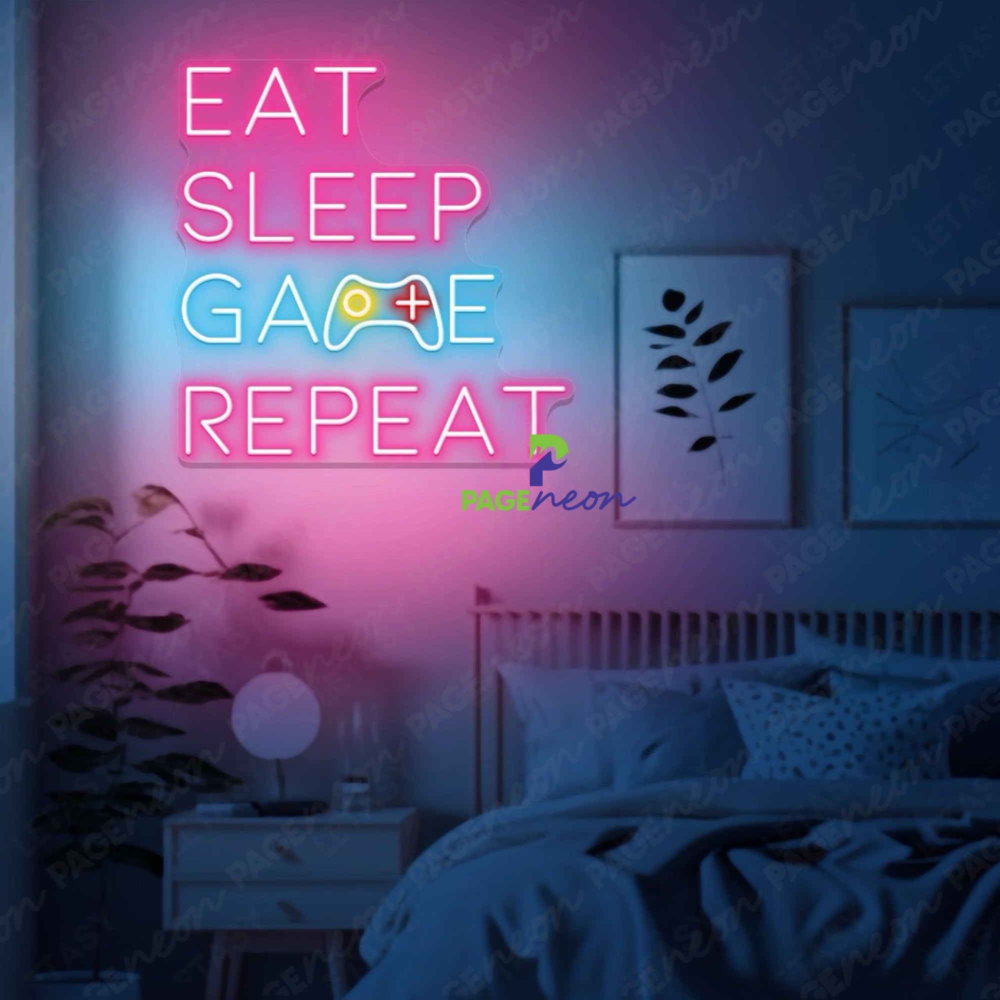 Eat Sleep Game Repeat Neon Sign For Gaming Room