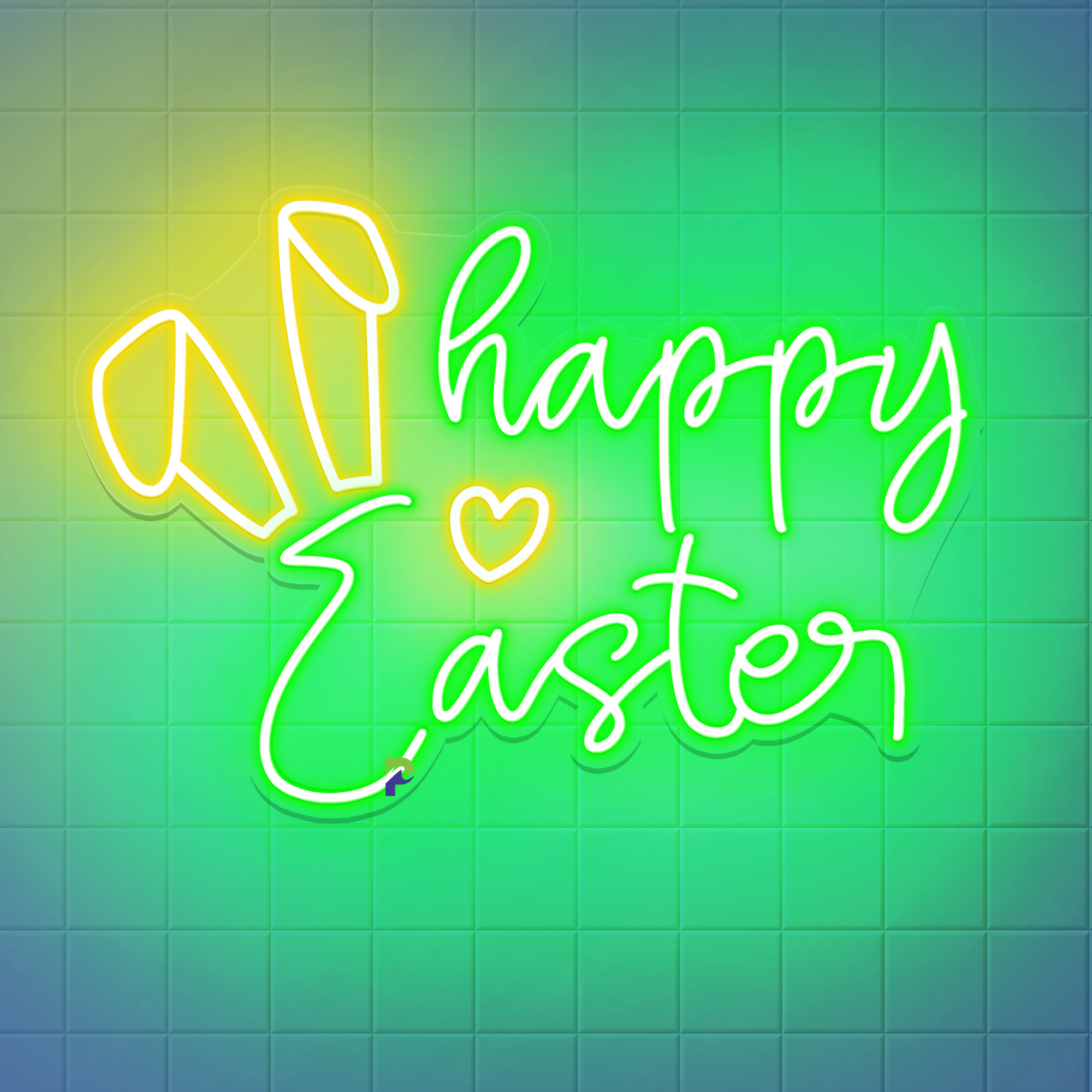 Happy Easter Neon Sign Bunny Line Drawing Led Light