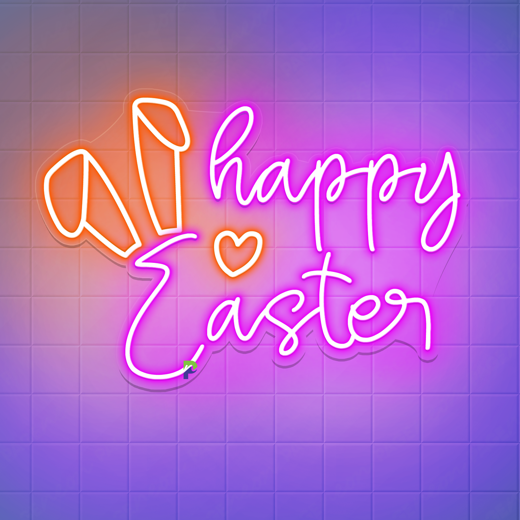 Happy Easter Neon Sign Bunny Line Drawing Led Light