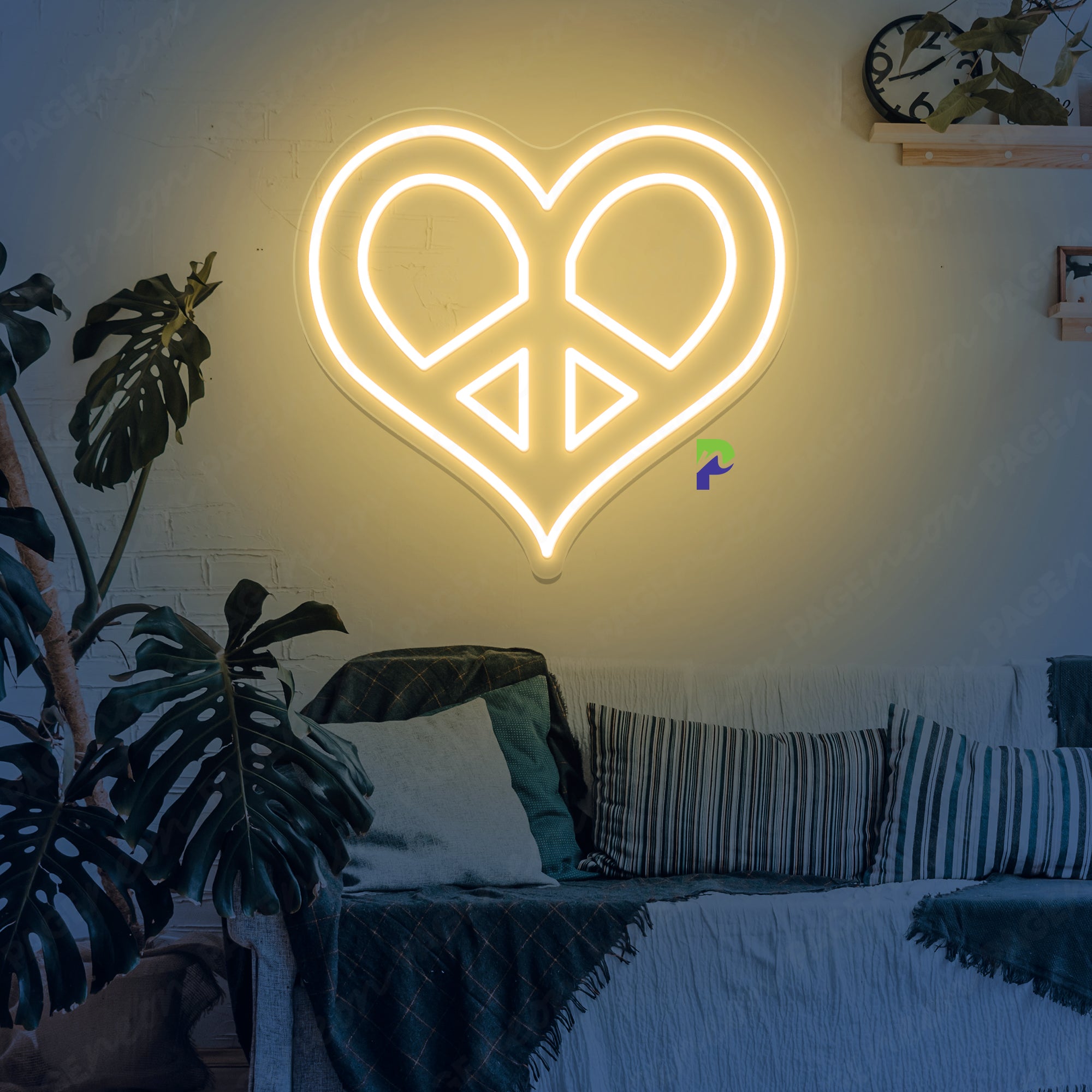 Heart Peace Neon Sign Iconic Simple Led Light