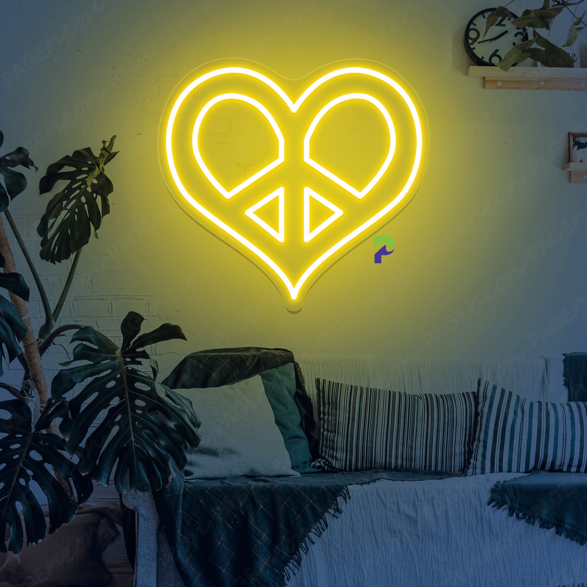 Heart Peace Neon Sign Iconic Simple Led Light