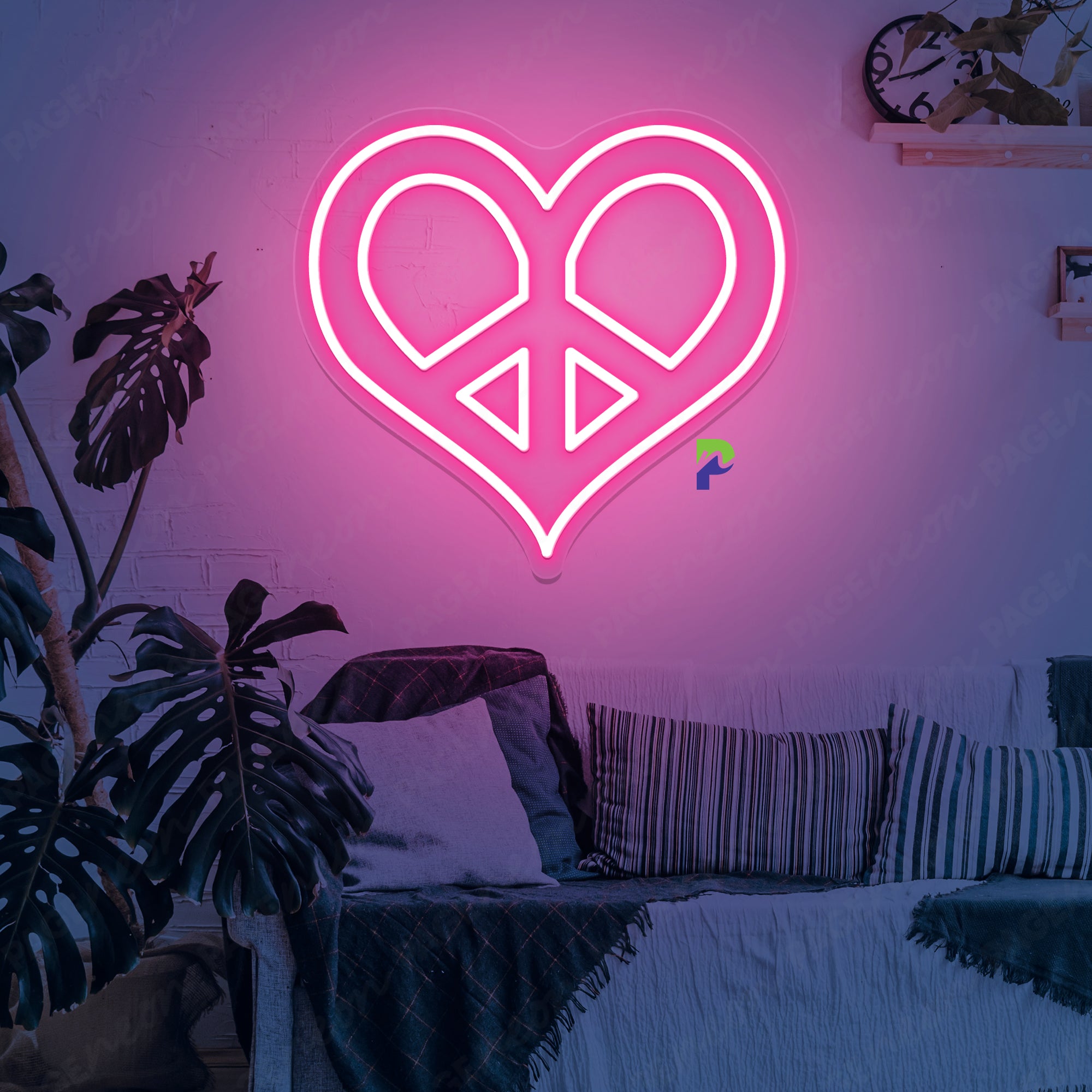 Heart Peace Neon Sign Iconic Simple Led Light