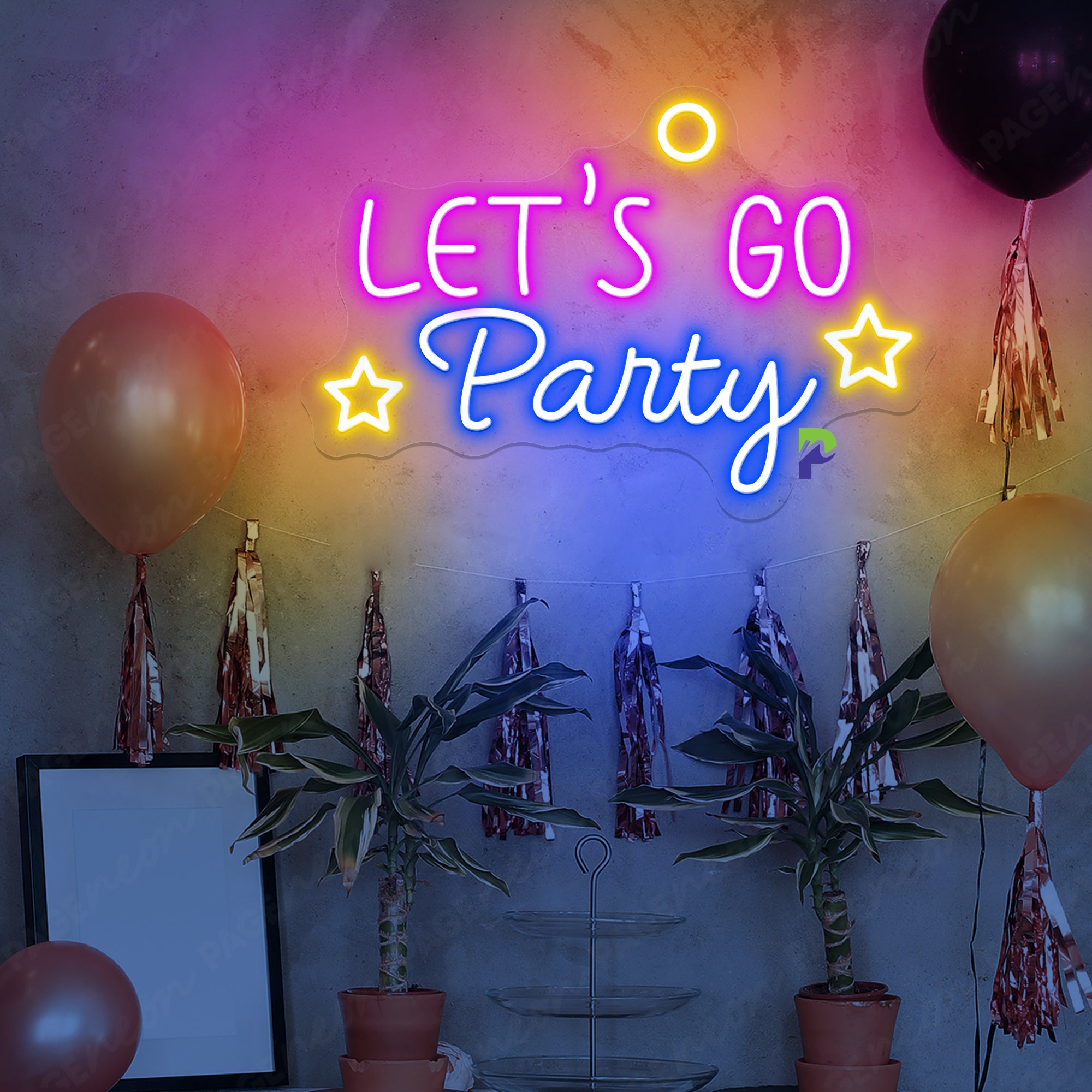 Let's Go Party Neon Sign Joyful Neon Sign