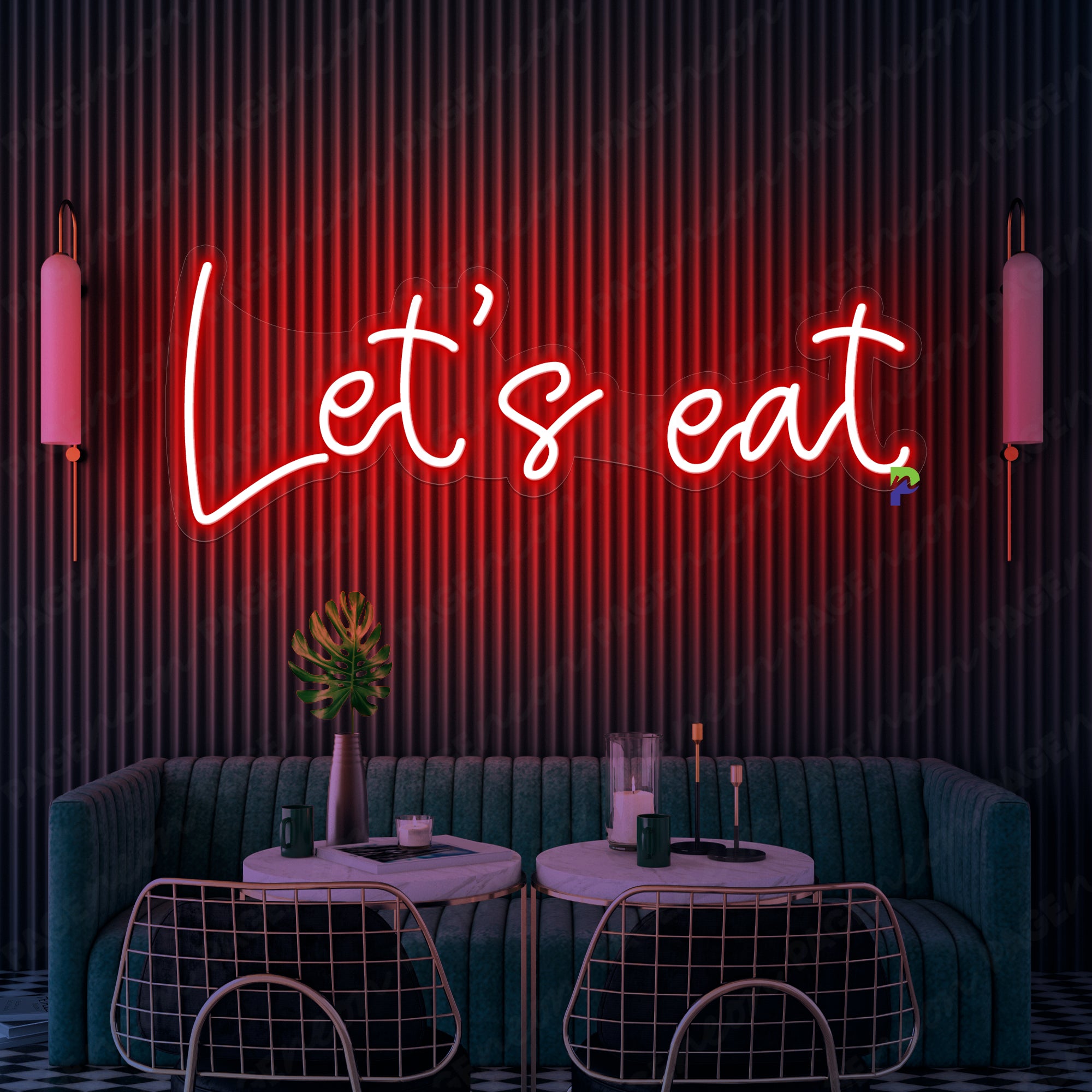 Let's Eat Neon Sign Led Light For Kitchen