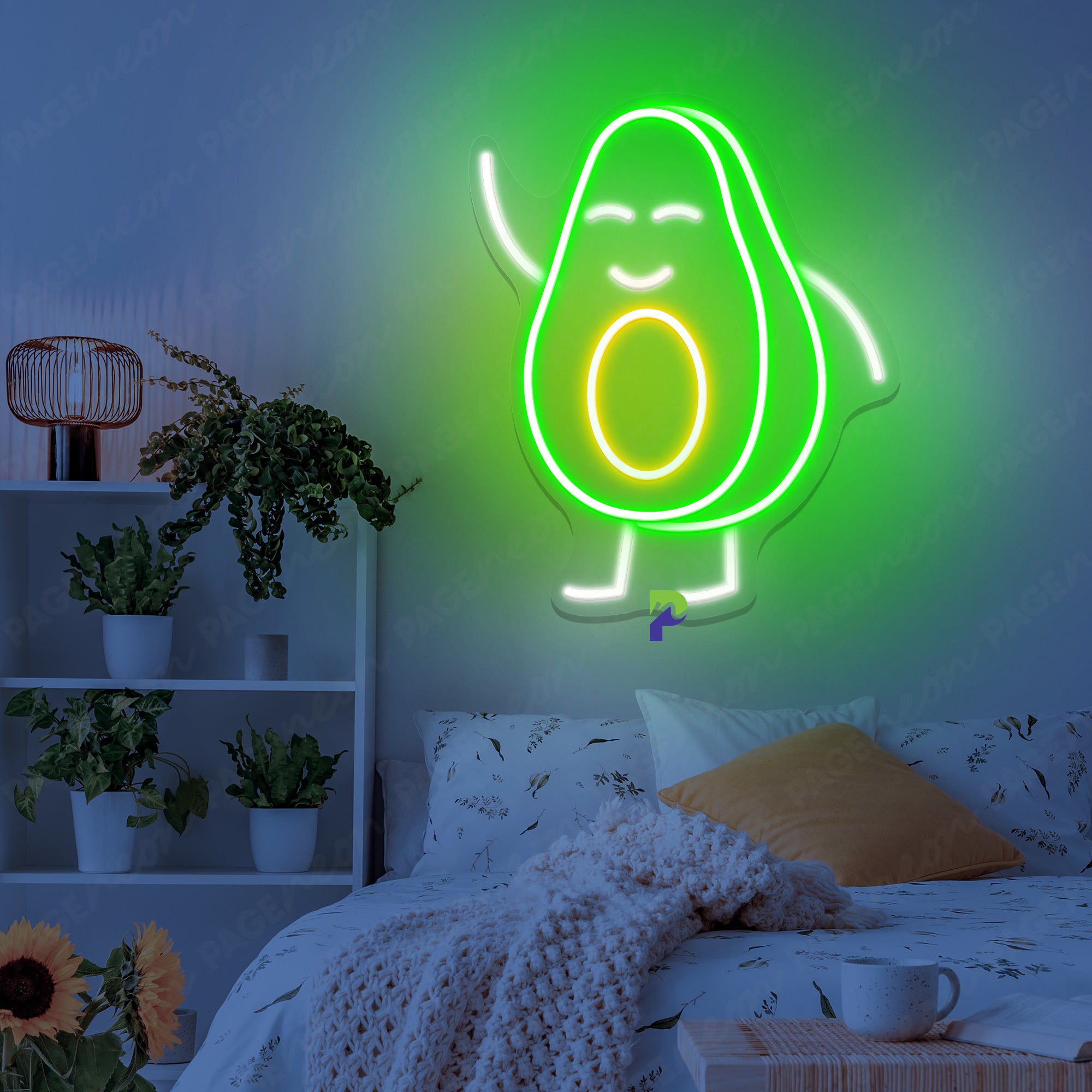 Neon Avocado Sign Hello Cute Avo Led Light