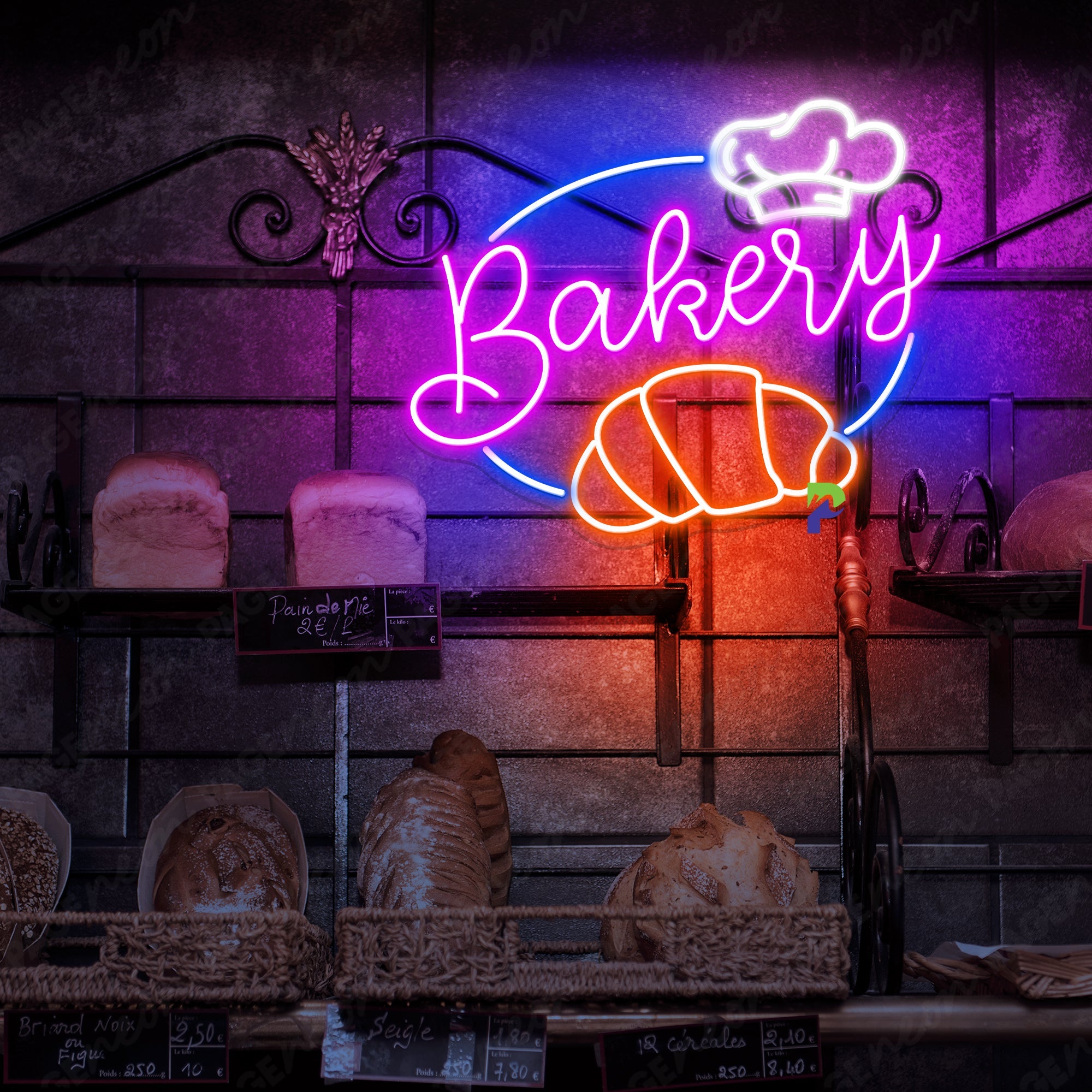 Neon Bakery Signs Croissant Bread Led Light