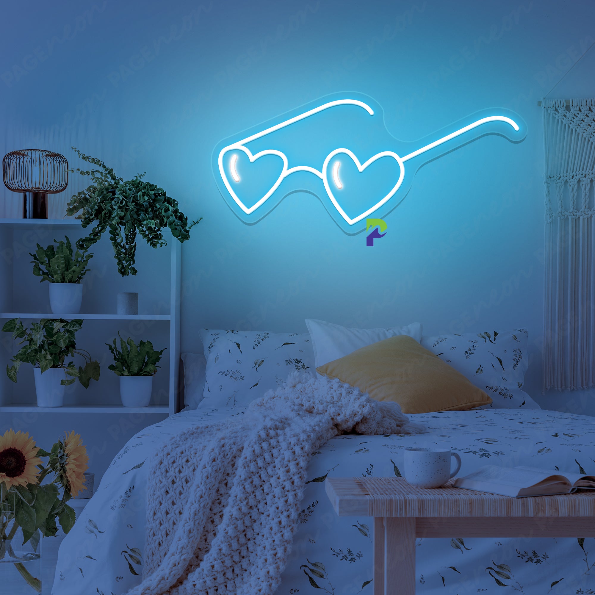 Neon Glasses Sign Heart Sunny Glassed Led Light