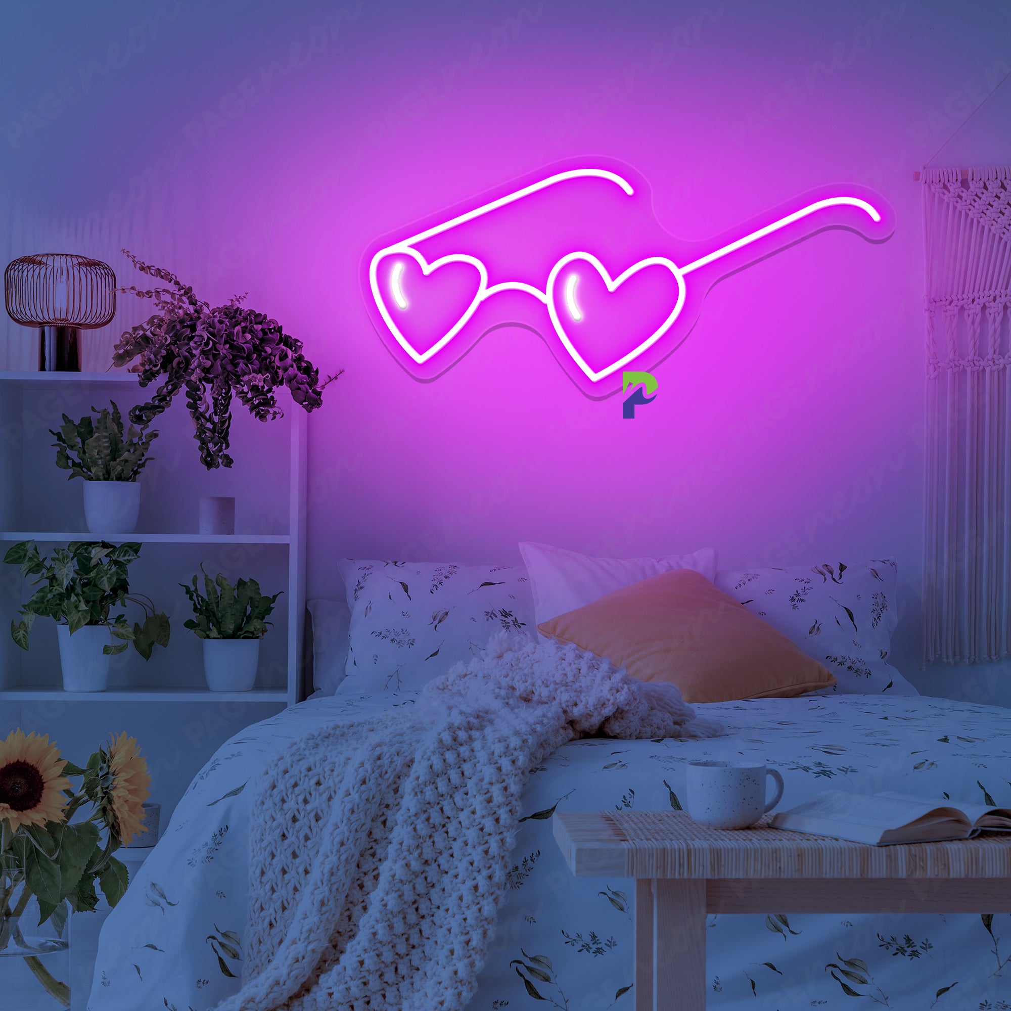 Neon Glasses Sign Heart Sunny Glassed Led Light