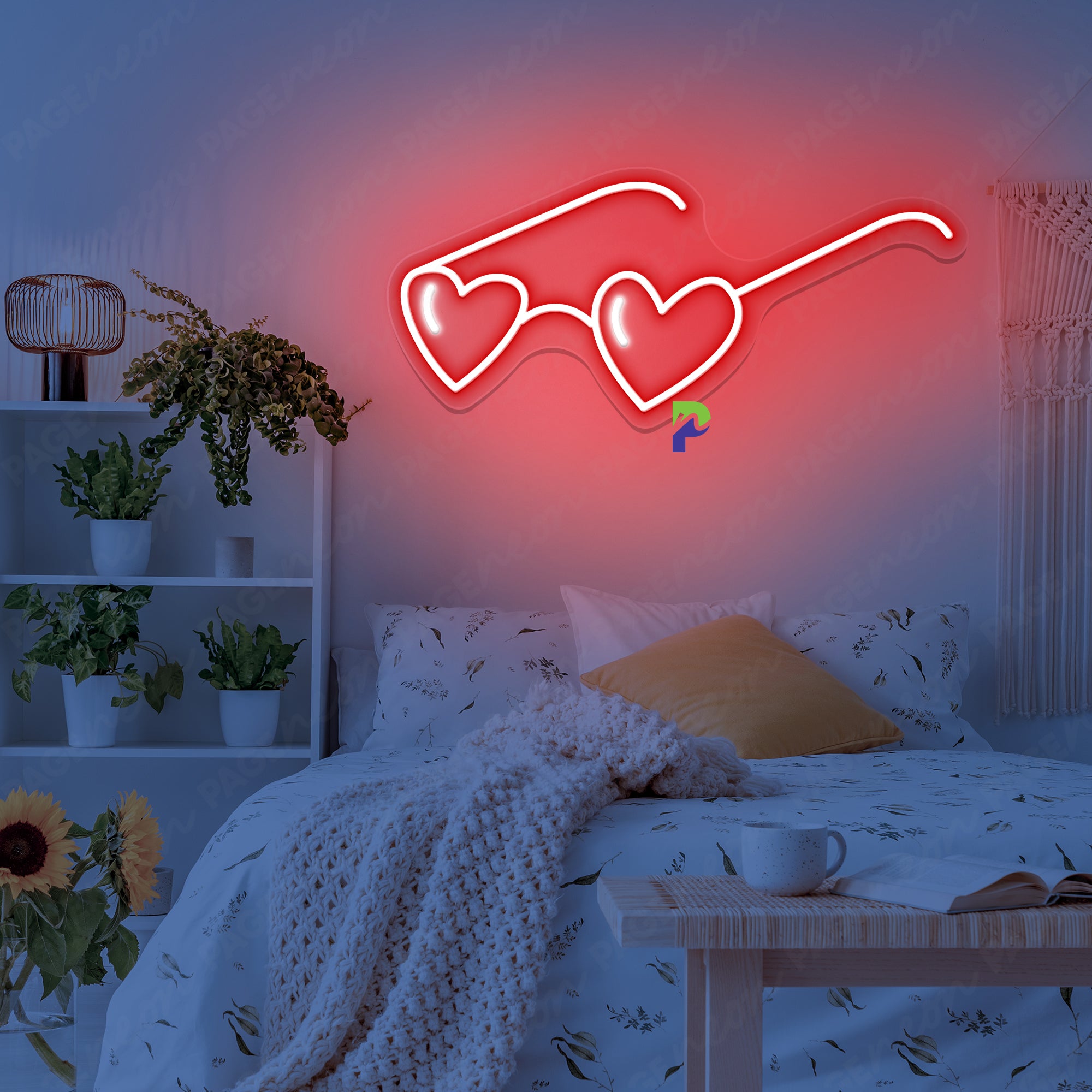 Neon Glasses Sign Heart Sunny Glassed Led Light