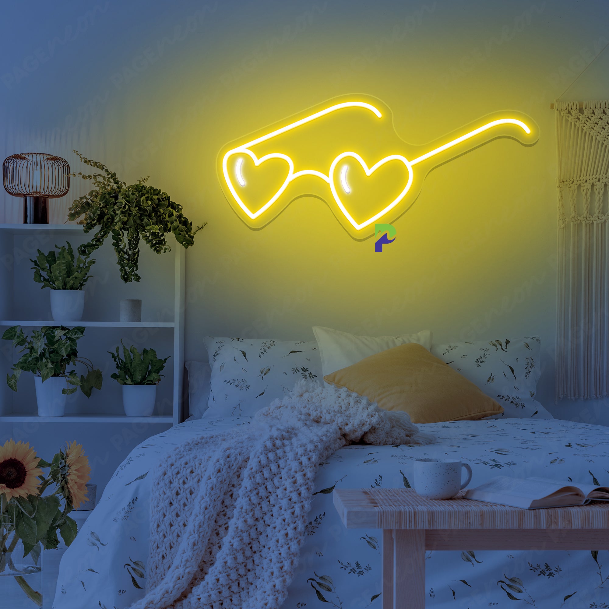 Neon Glasses Sign Heart Sunny Glassed Led Light