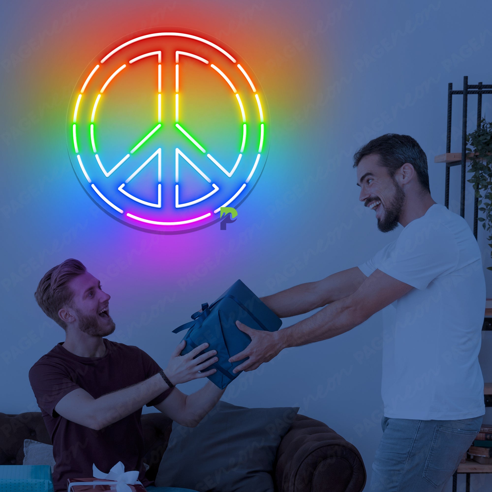 Neon Rainbow Peace Sign LGBTQ+ Led Light