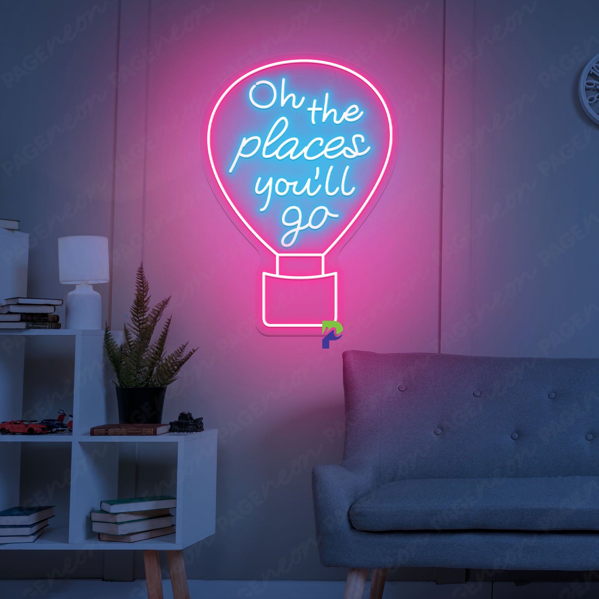 Oh The Places You'll Go Neon Sign Hot Air Balloon Led Light