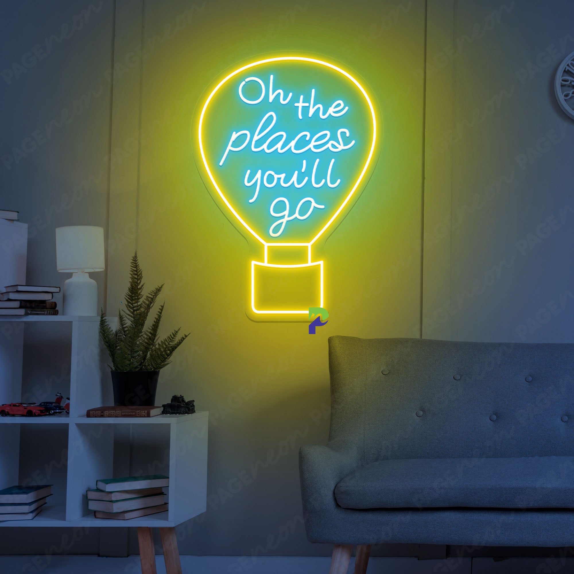 Oh The Places You'll Go Neon Sign Hot Air Balloon Led Light