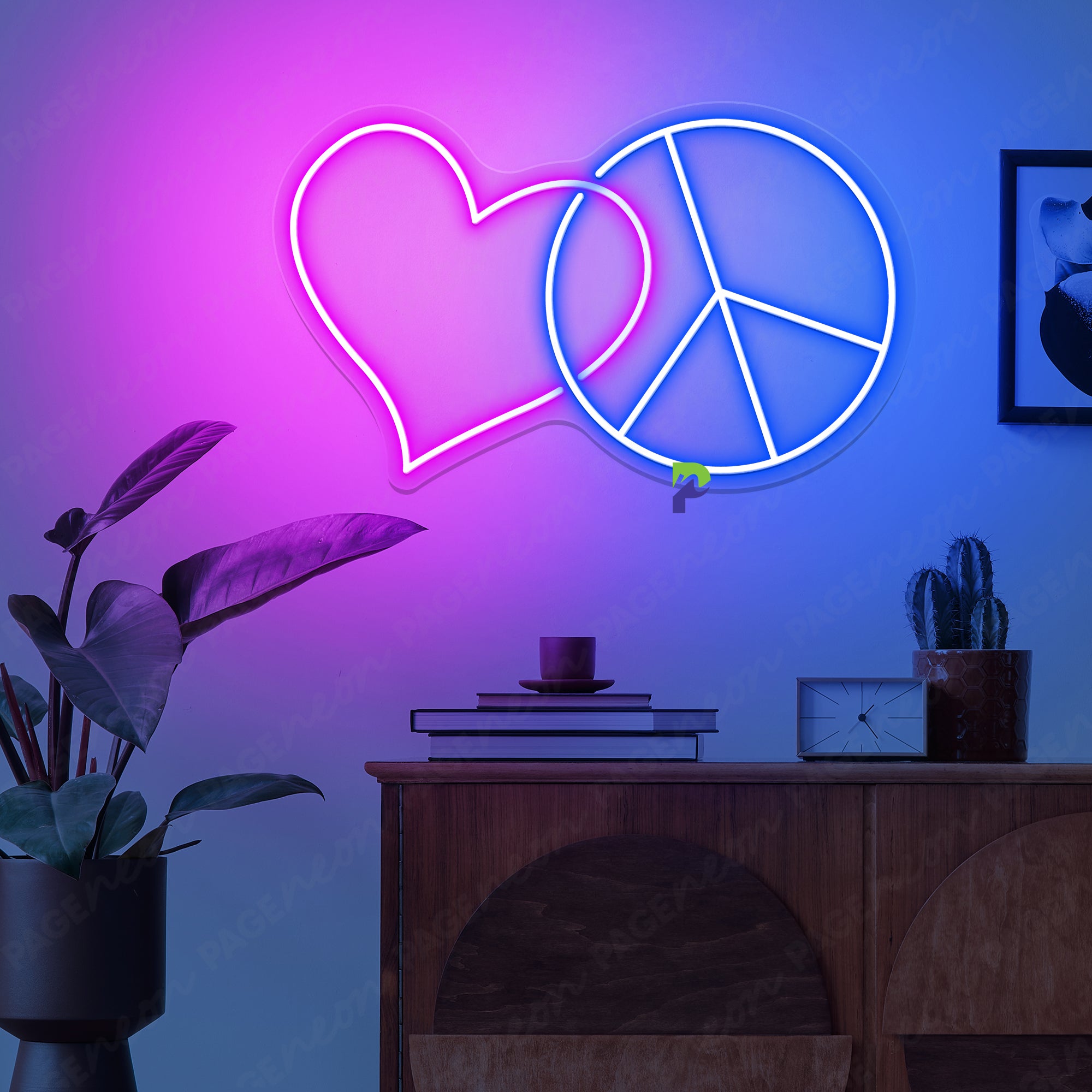 Peace And Love Neon Sign Simple Symbol Led Light