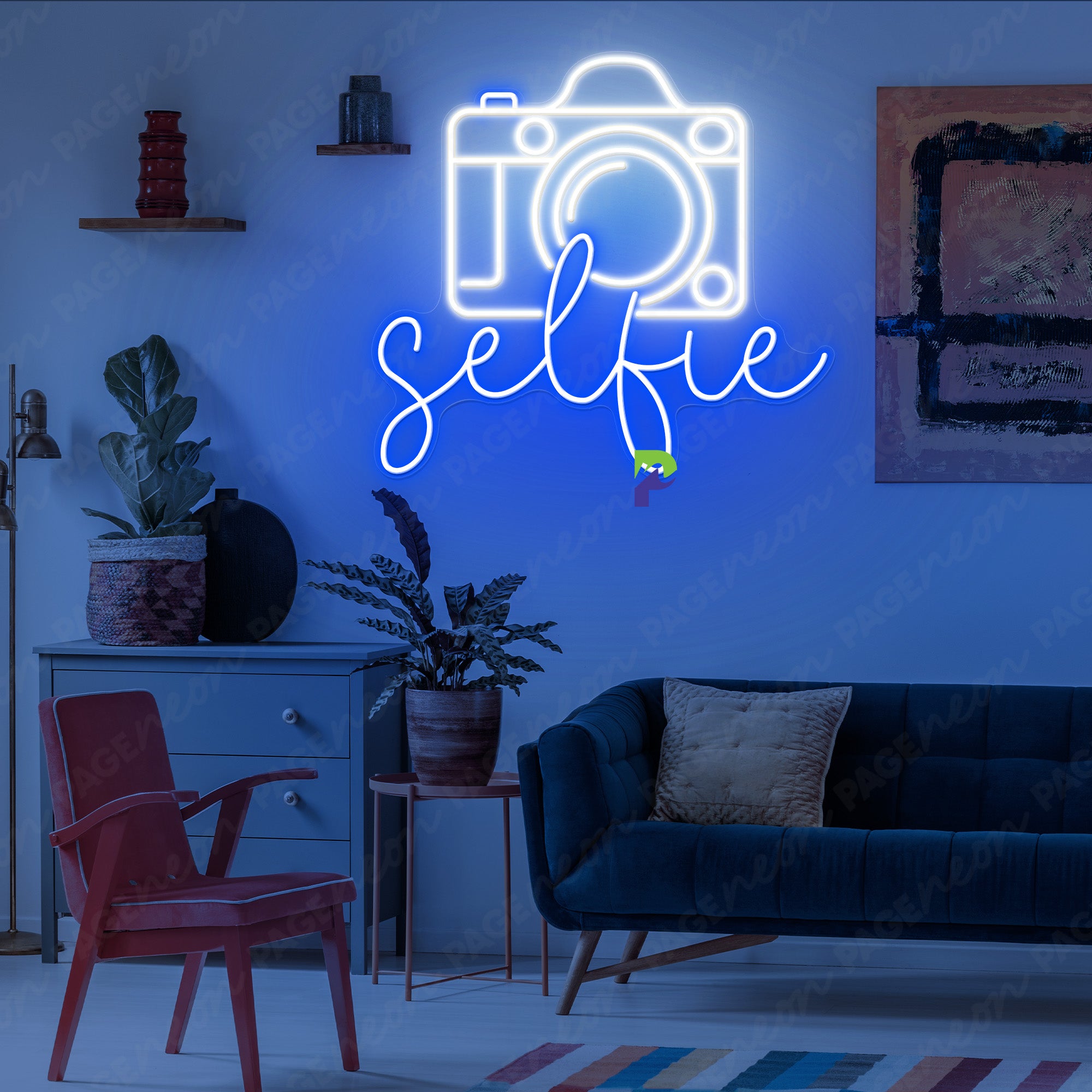 Selfie Neon Sign Party Led Light blue