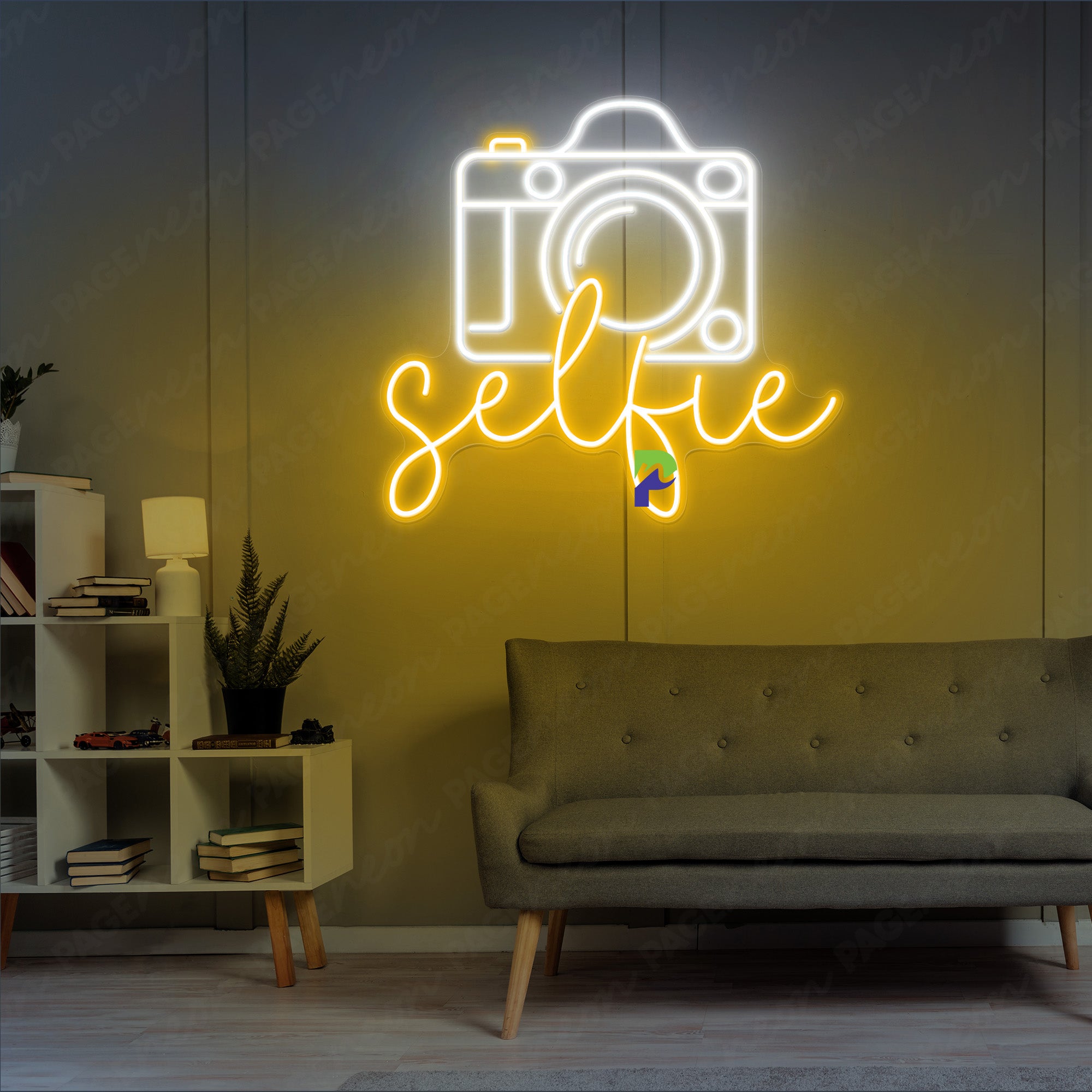 Selfie Neon Sign Party Led Light orange yellow