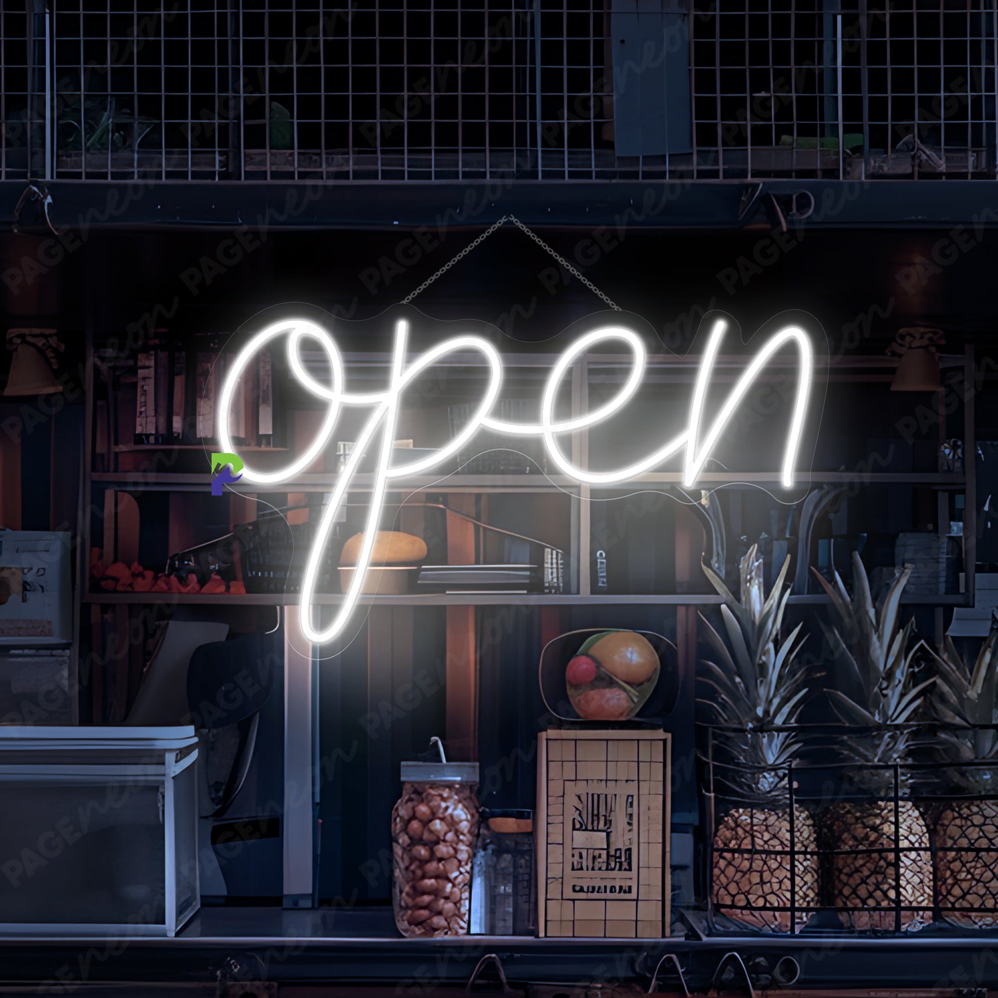 Vintage Open Neon Sign Business LED Light Storefront