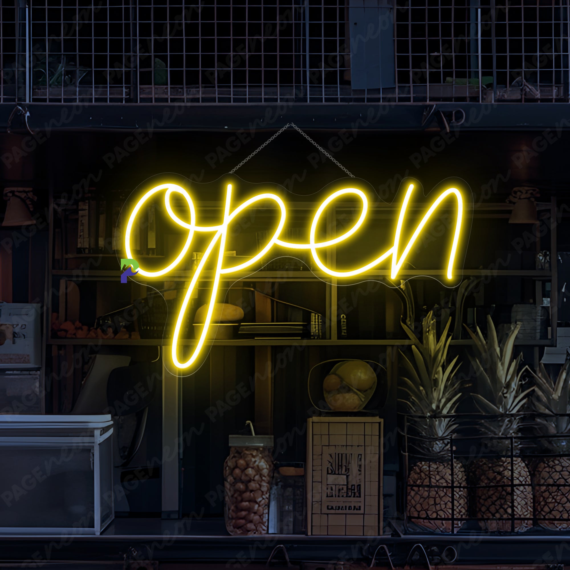 Vintage Open Neon Sign Business LED Light Storefront