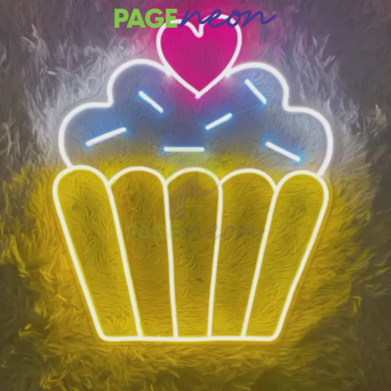 Cupcake Neon Sign Food Bakery Led Light Video