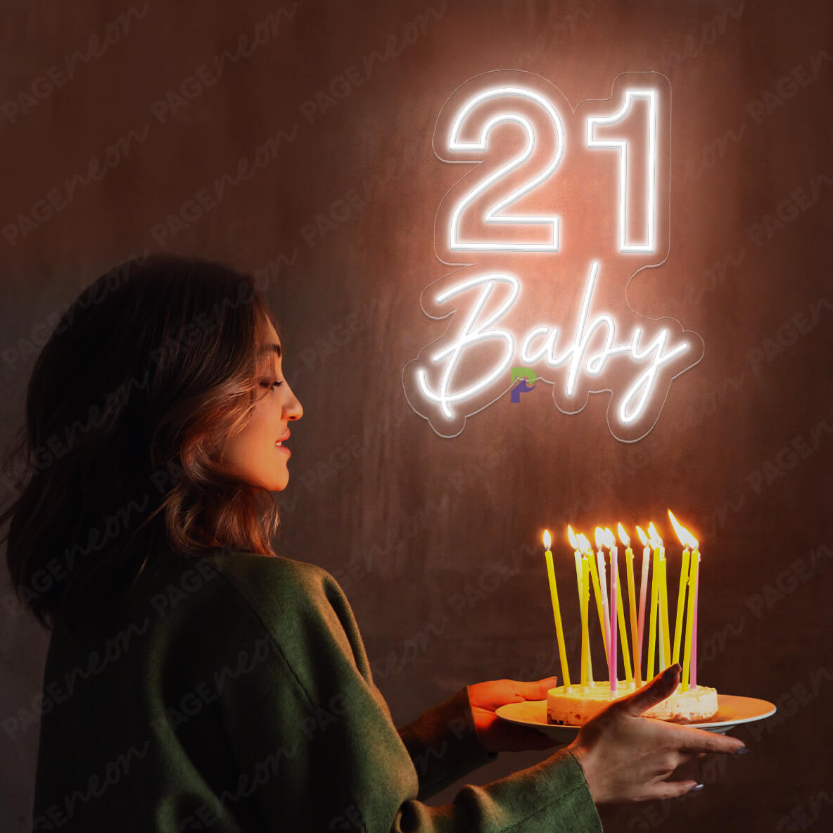 21 Neon Sign Happy Birthday Led Light White