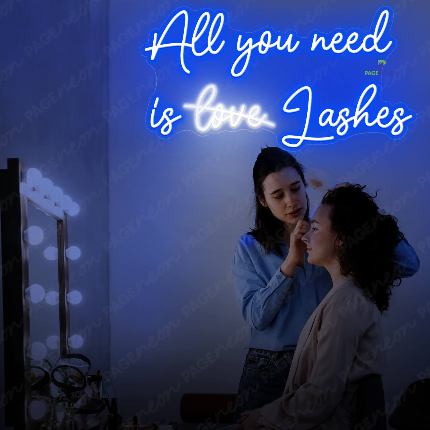 All You Need Is Love Lashes Neon Sign Beauty Led Light Blue