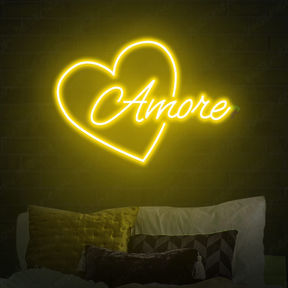 Amore Neon Sign Love Light Up Sign Yellow