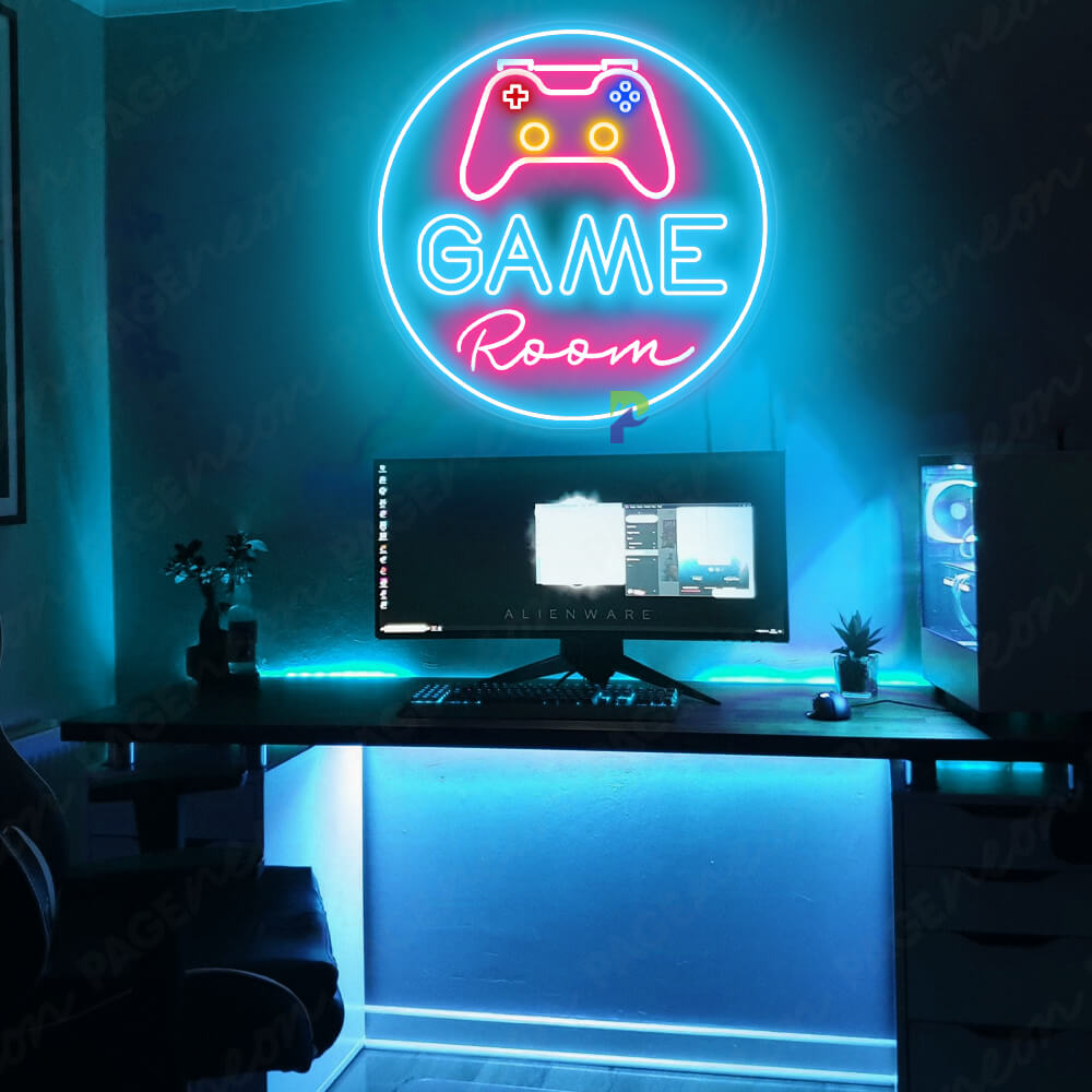 Arcade Neon Sign Game Room Led Light Light blue