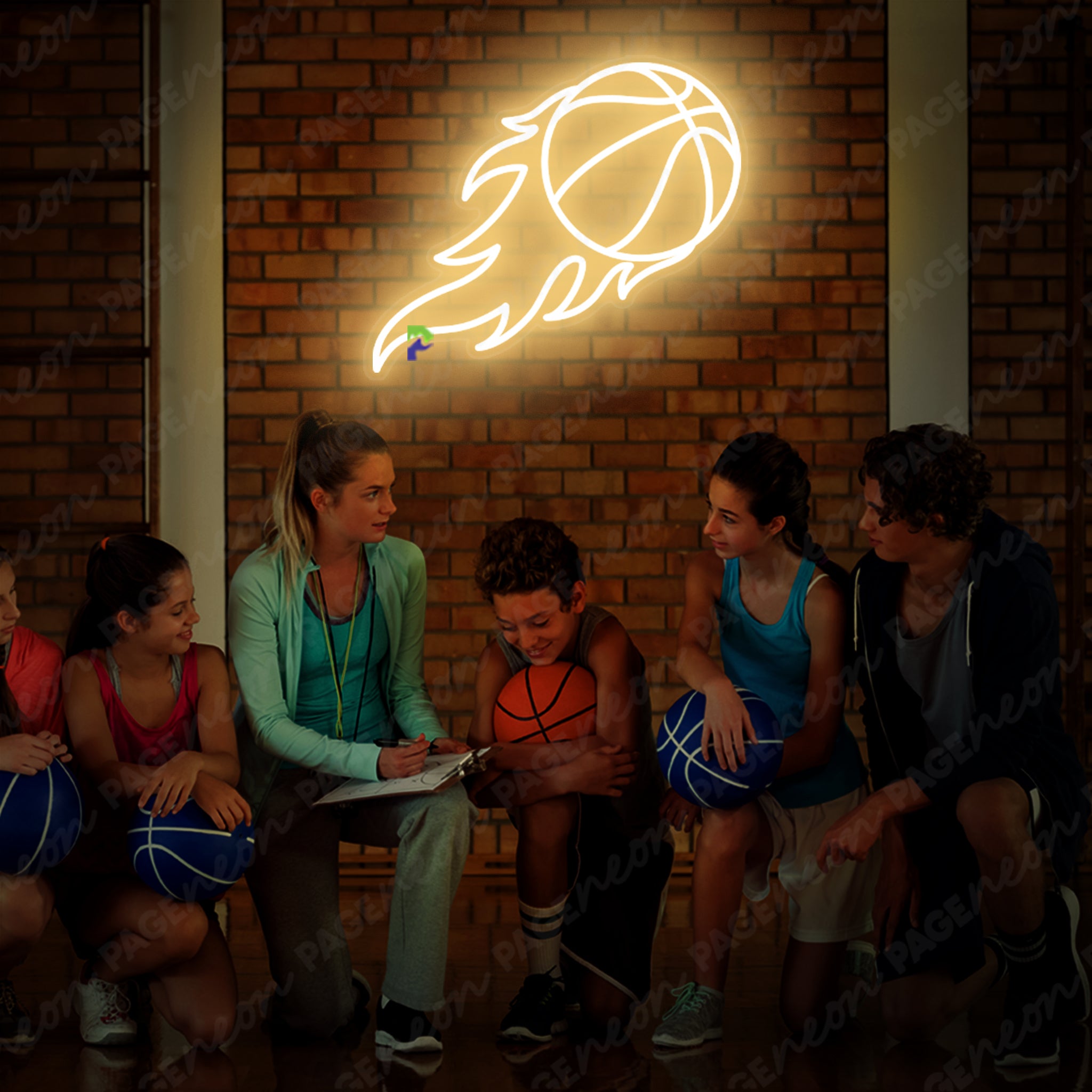 Basketball Neon Sign Gold Yellow Led Light