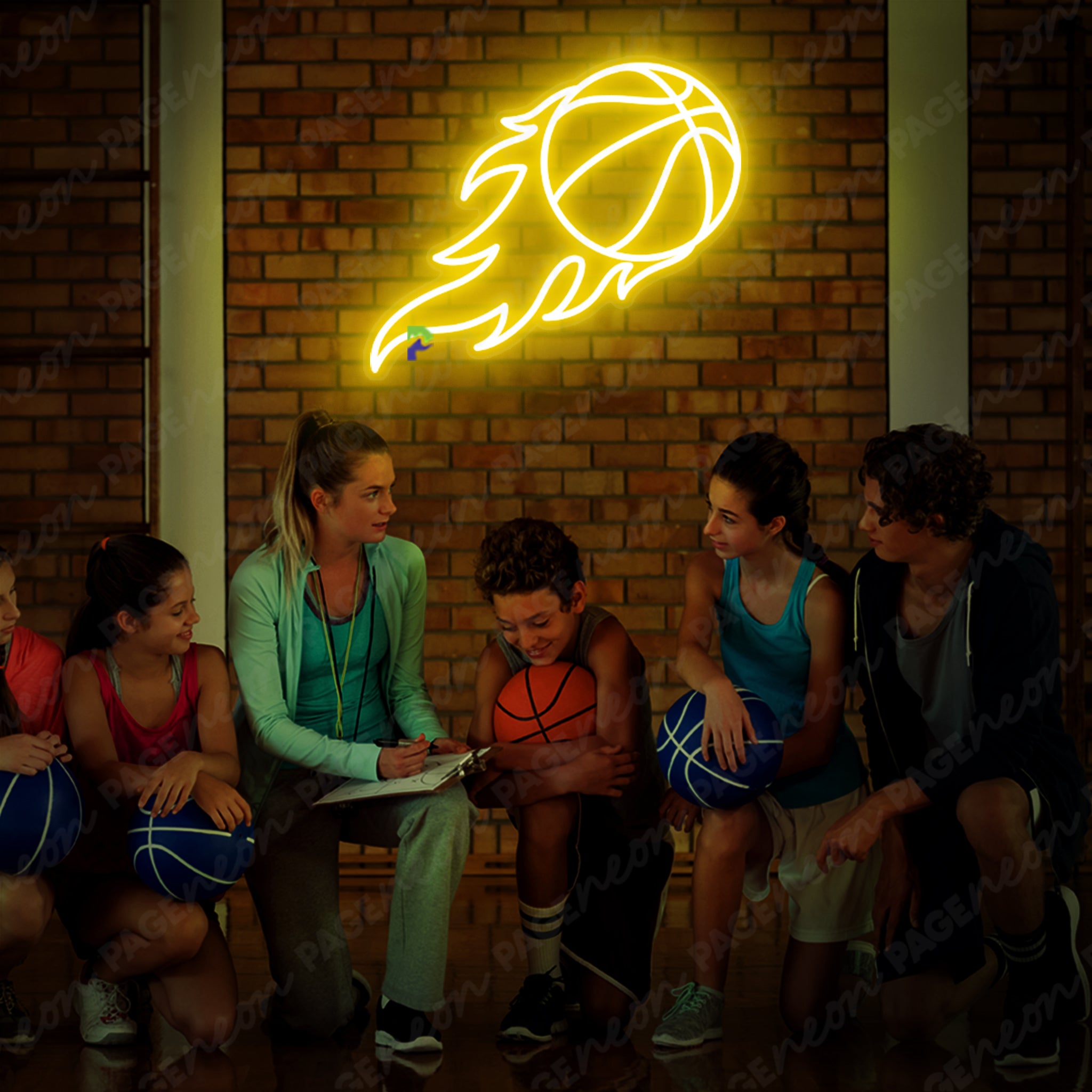 Basketball Neon Sign Yellow Led Light