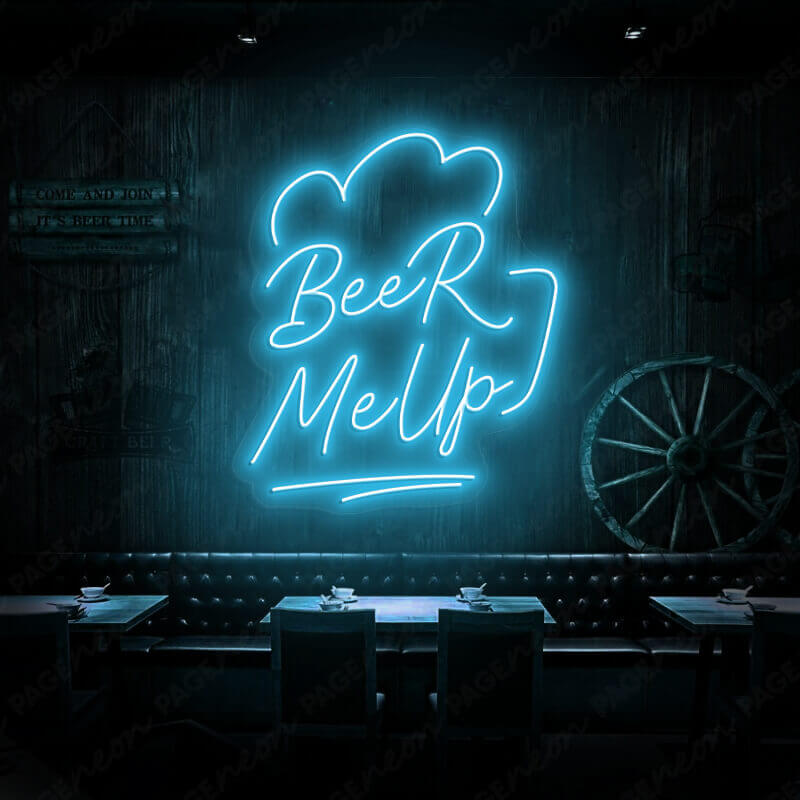 Beer Me Up Led Light Beer Neon Sign Light Blue