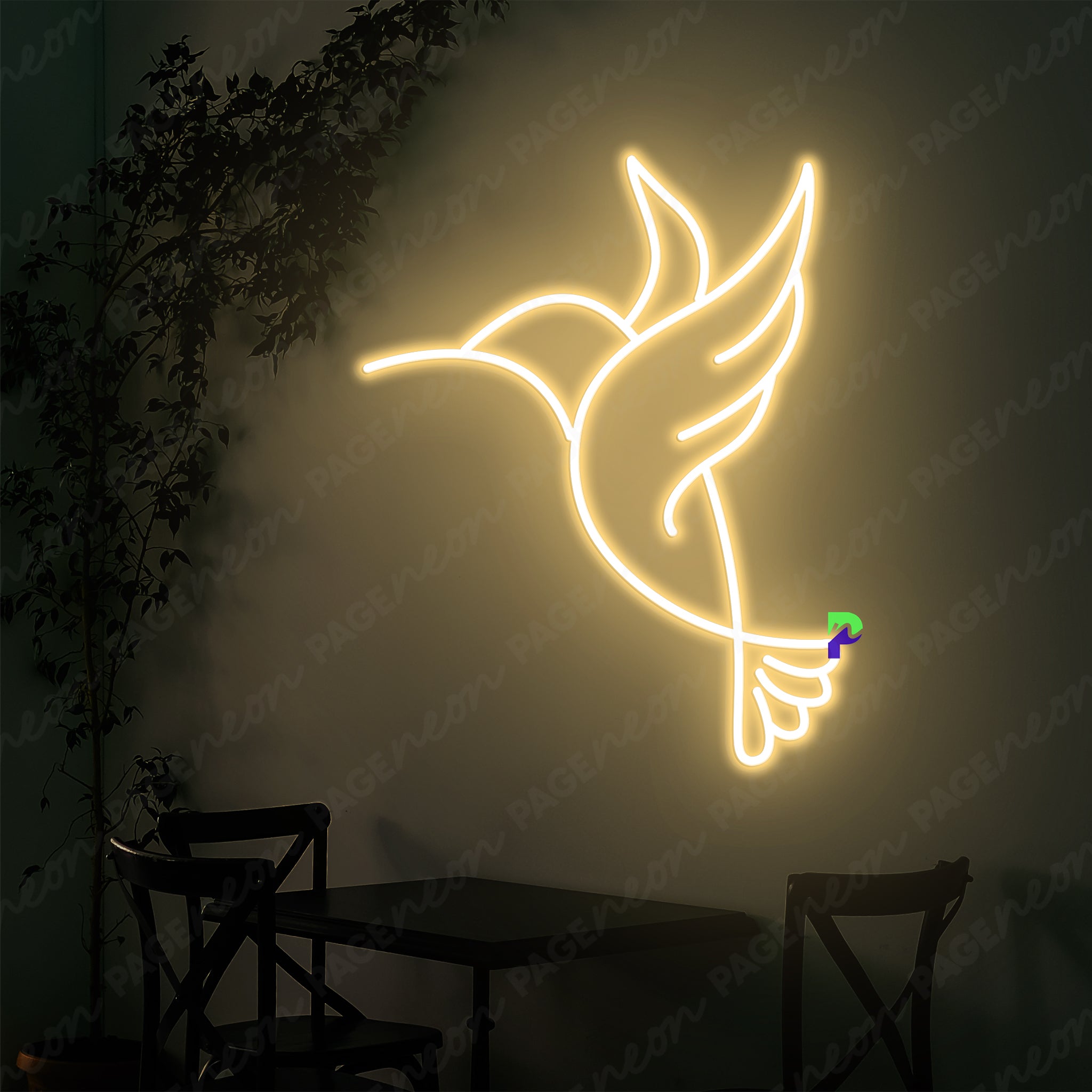 Bird Neon Sign Hummingbird Led Light Gold Yellow