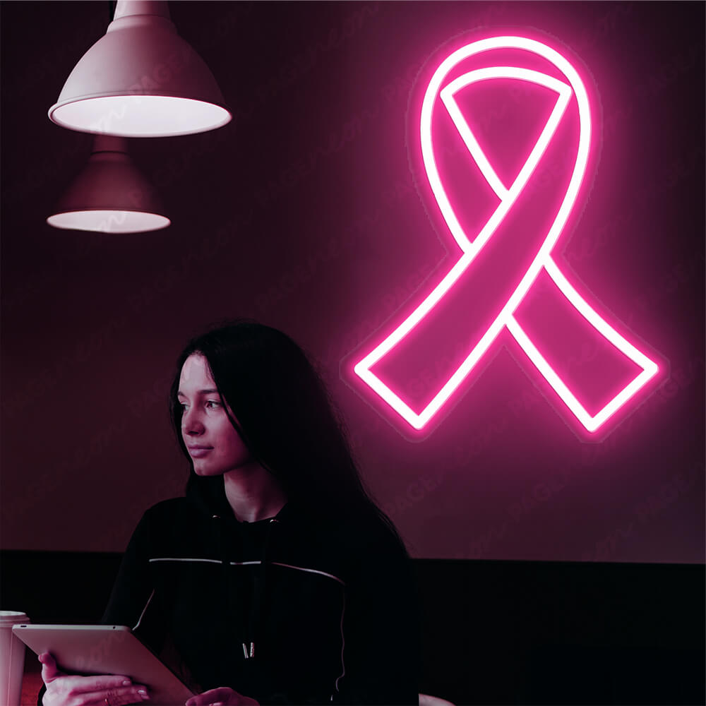 Breast Cancer Symbol Pink Ribbon Neon Sign - PageNeon