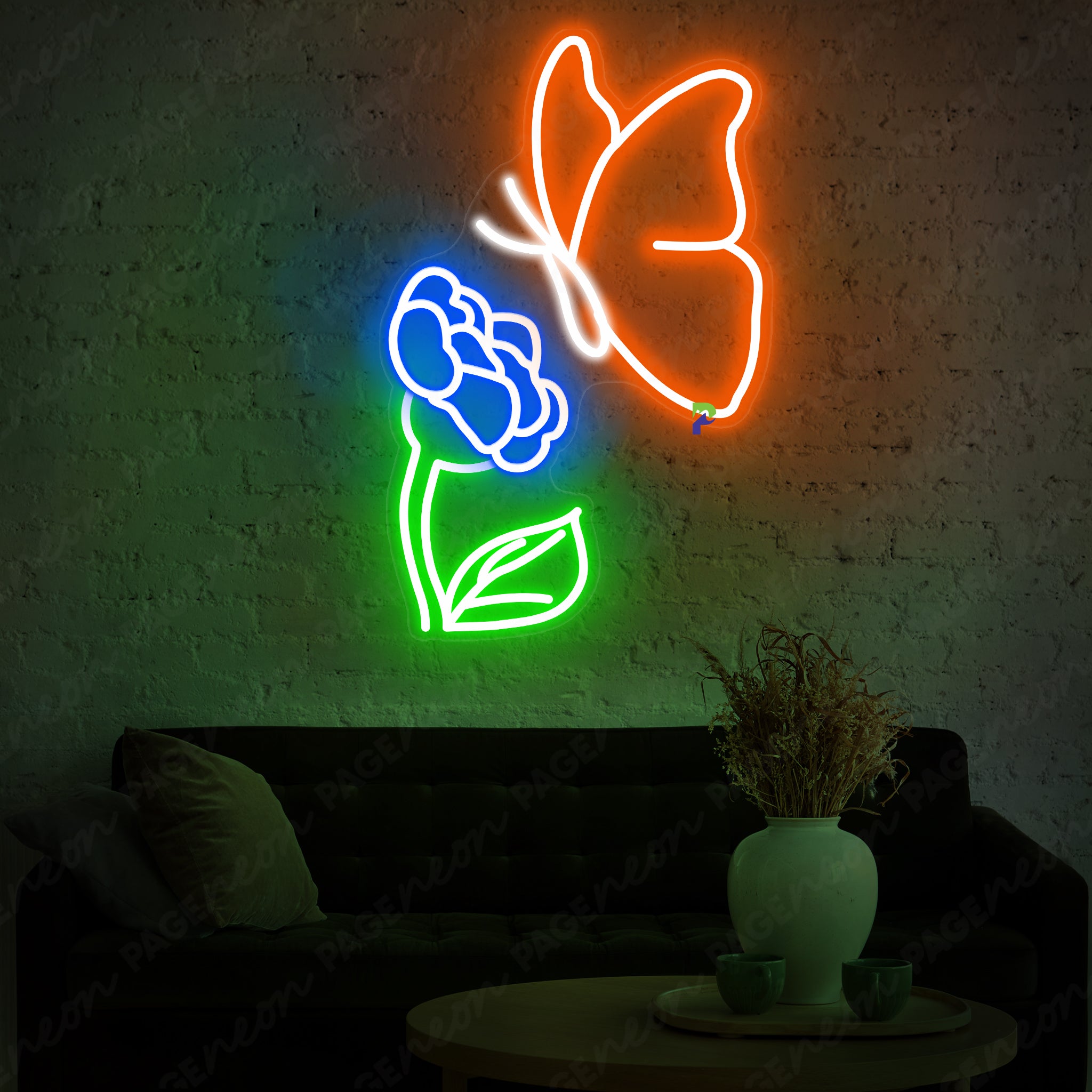 Butterfly Neon Sign Flower Led Light Orange