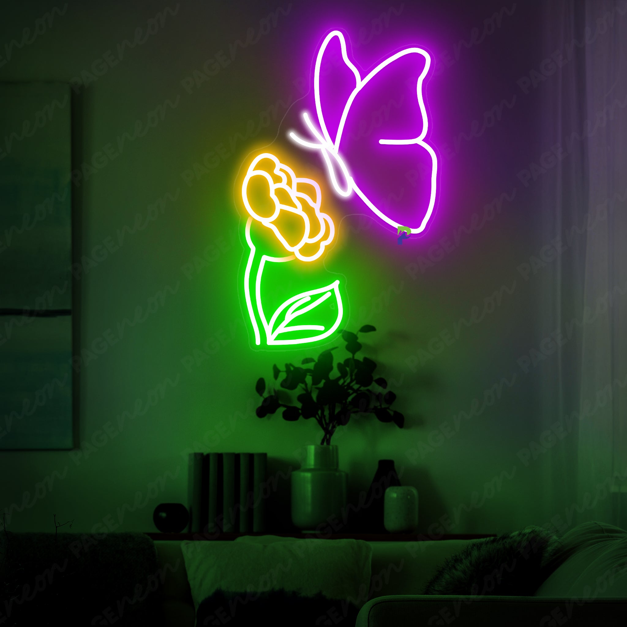 Butterfly Neon Sign Flower Led Light Purple