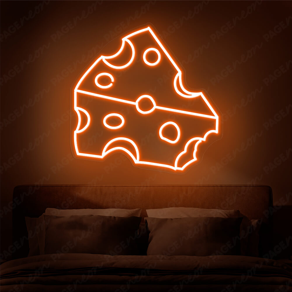 Cheese Neon Sign Food Kitchen Led Light Orange