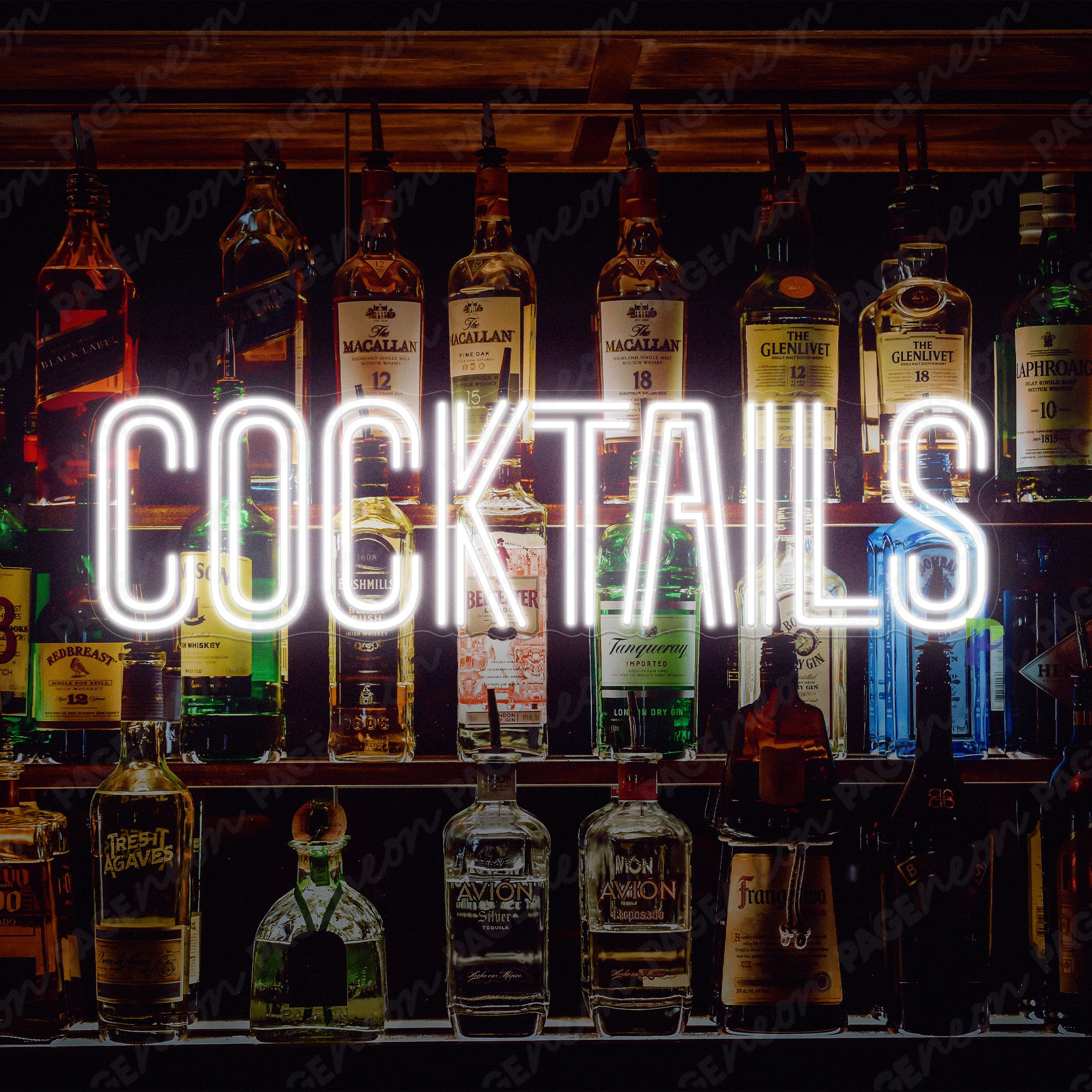 Cocktails Neon Sign For Bar White