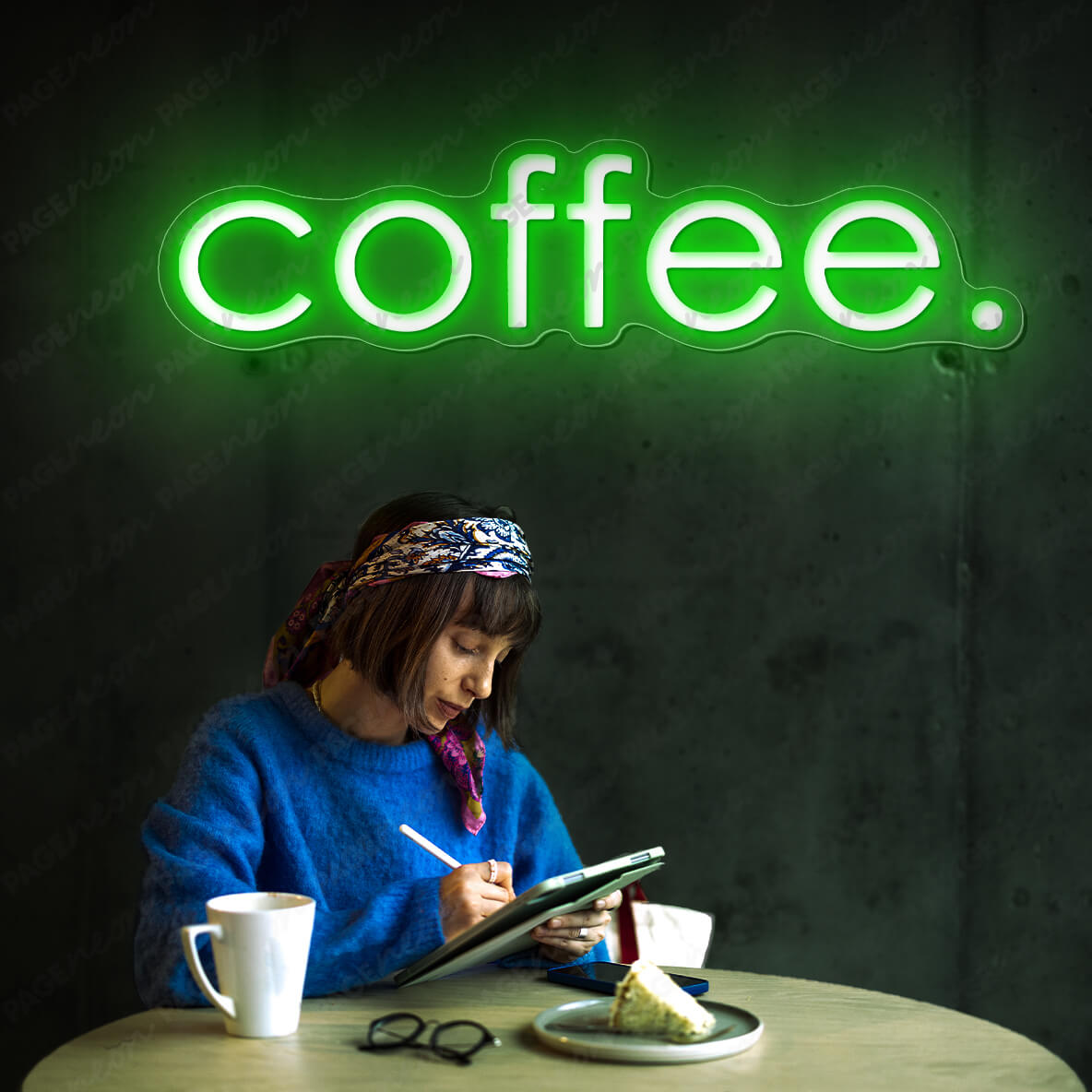 Coffee Neon Sign Led Light Green
