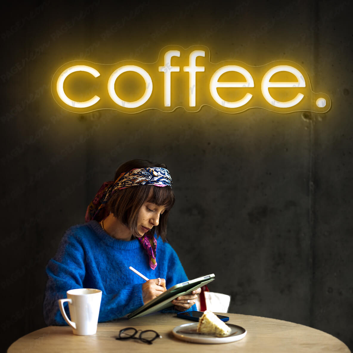 Coffee Neon Sign Led Light Orange Yellow