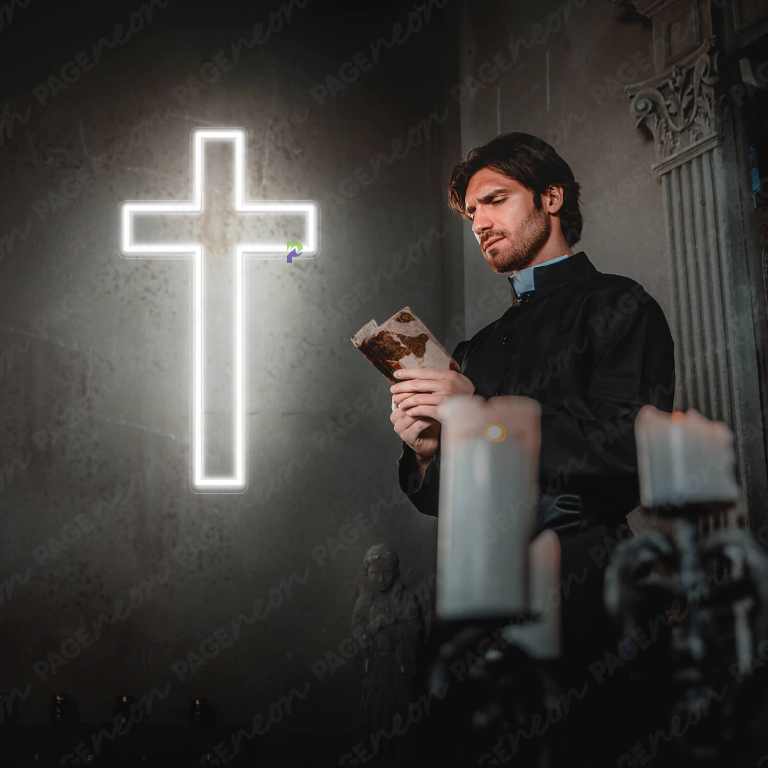 Cross Neon Sign Christian Led Light White