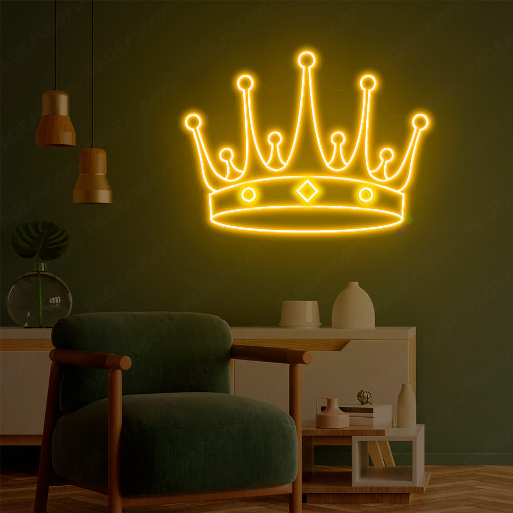 Crown Neon Sign Aesthetic Led Light Orange Yellow