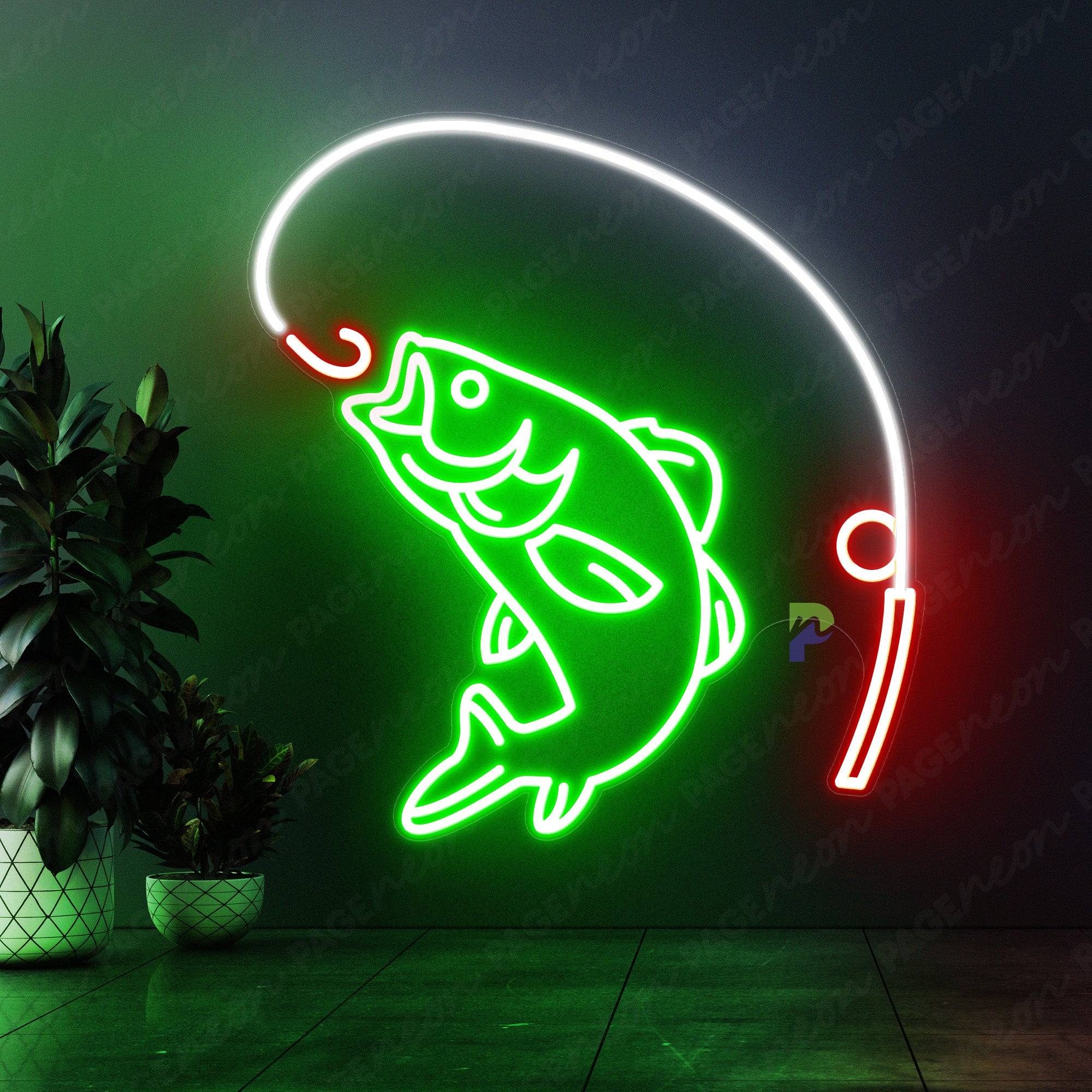 Fishing Neon Sign Led Light Green