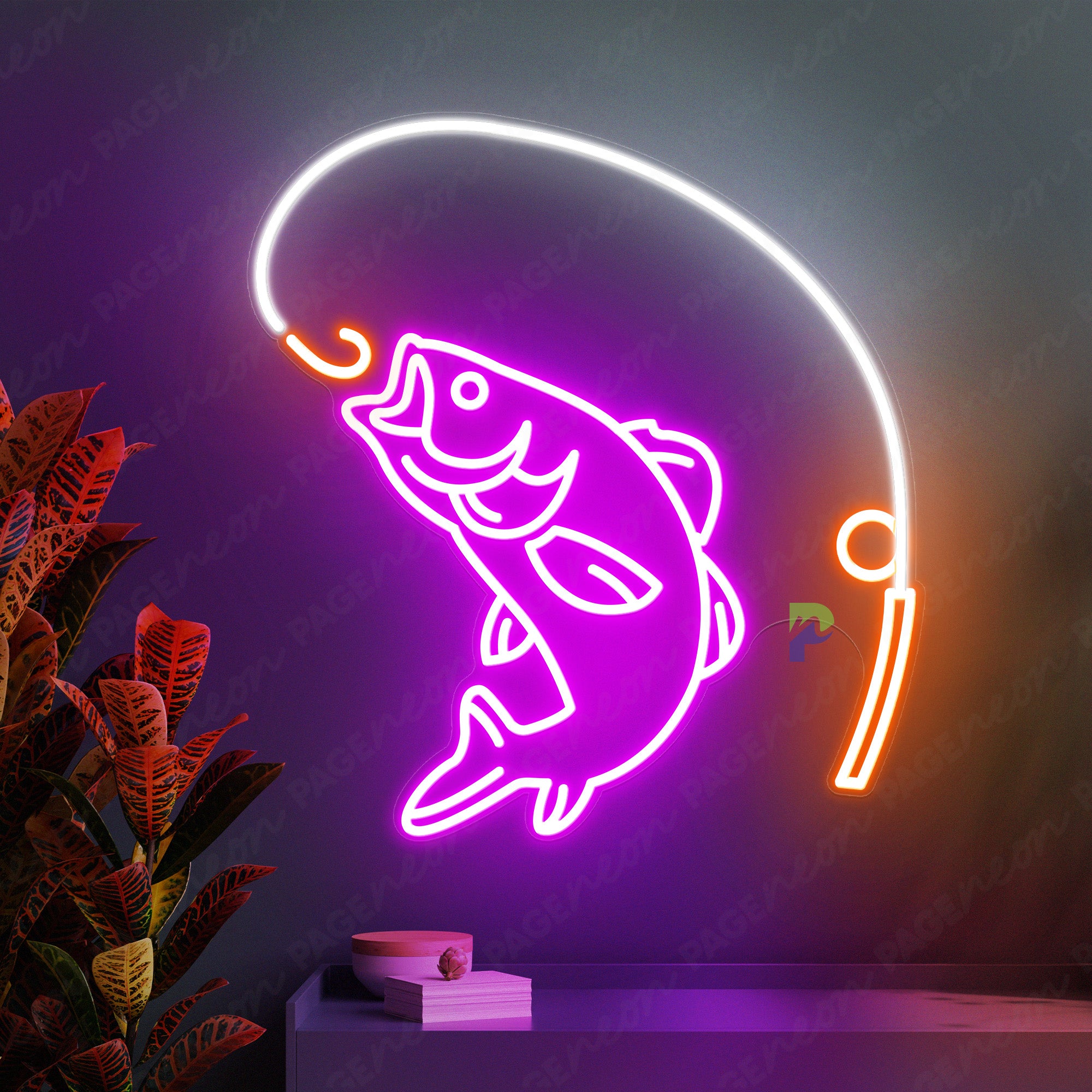 Fishing Neon Sign Led Light Purple