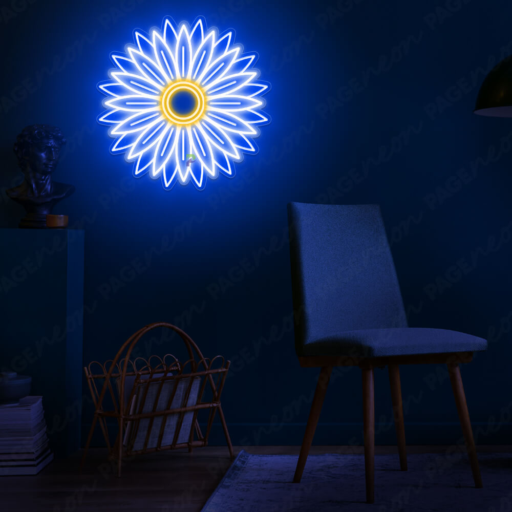Flower Neon Sign Sunflower Neon Light Blue